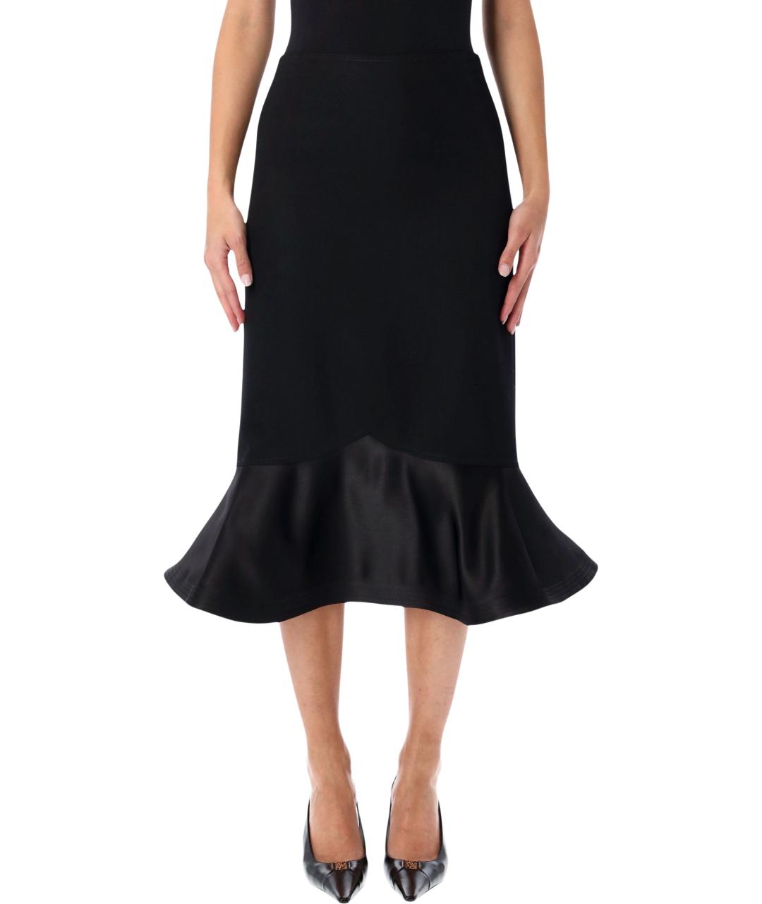 FENDI Черная шерстяная юбка миди, фото 2