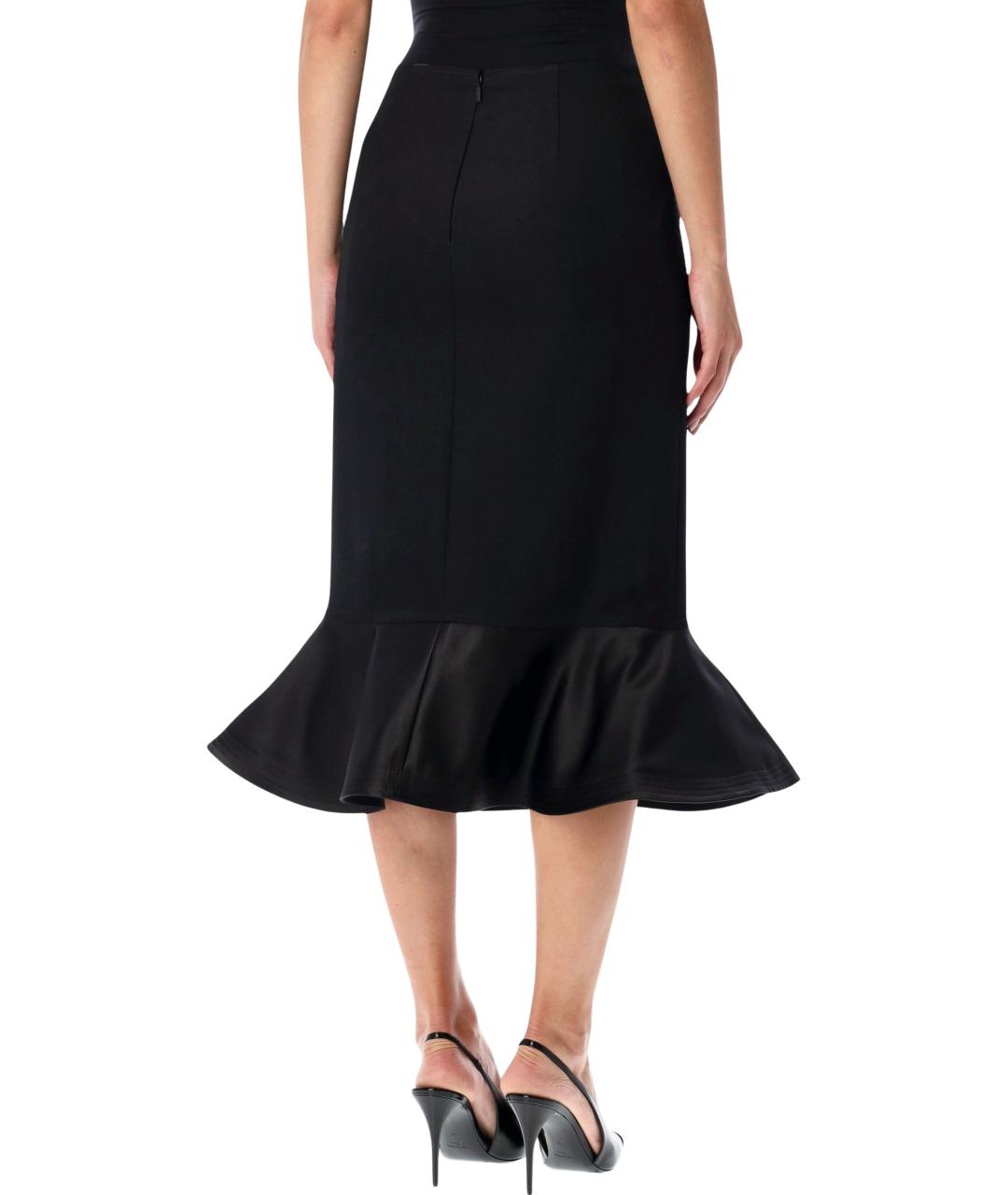 FENDI Черная шерстяная юбка миди, фото 3
