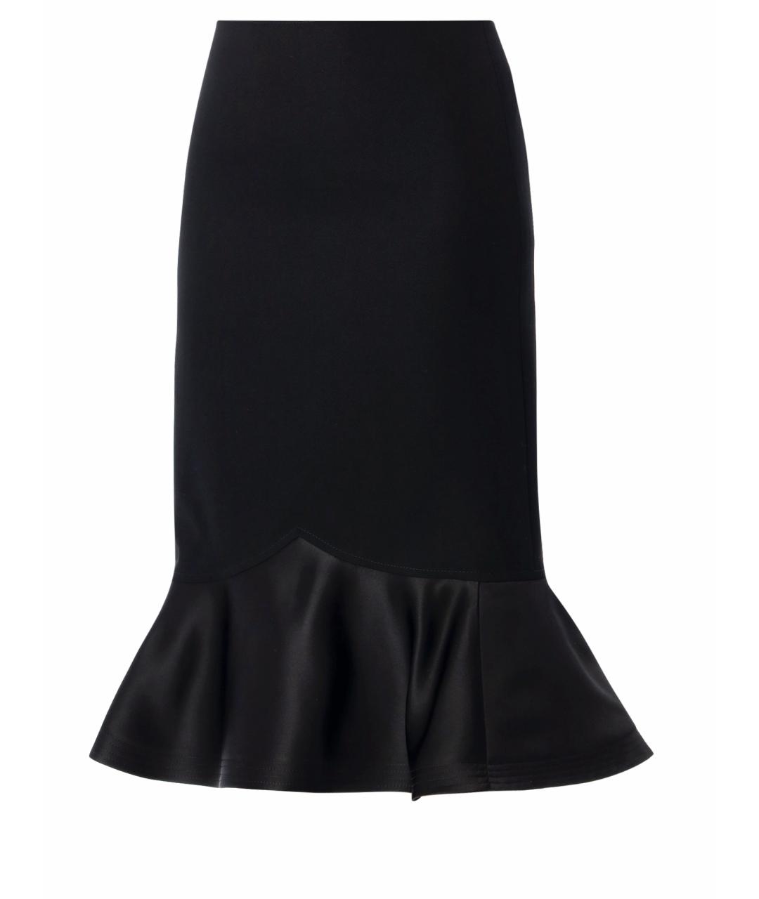 FENDI Черная шерстяная юбка миди, фото 1