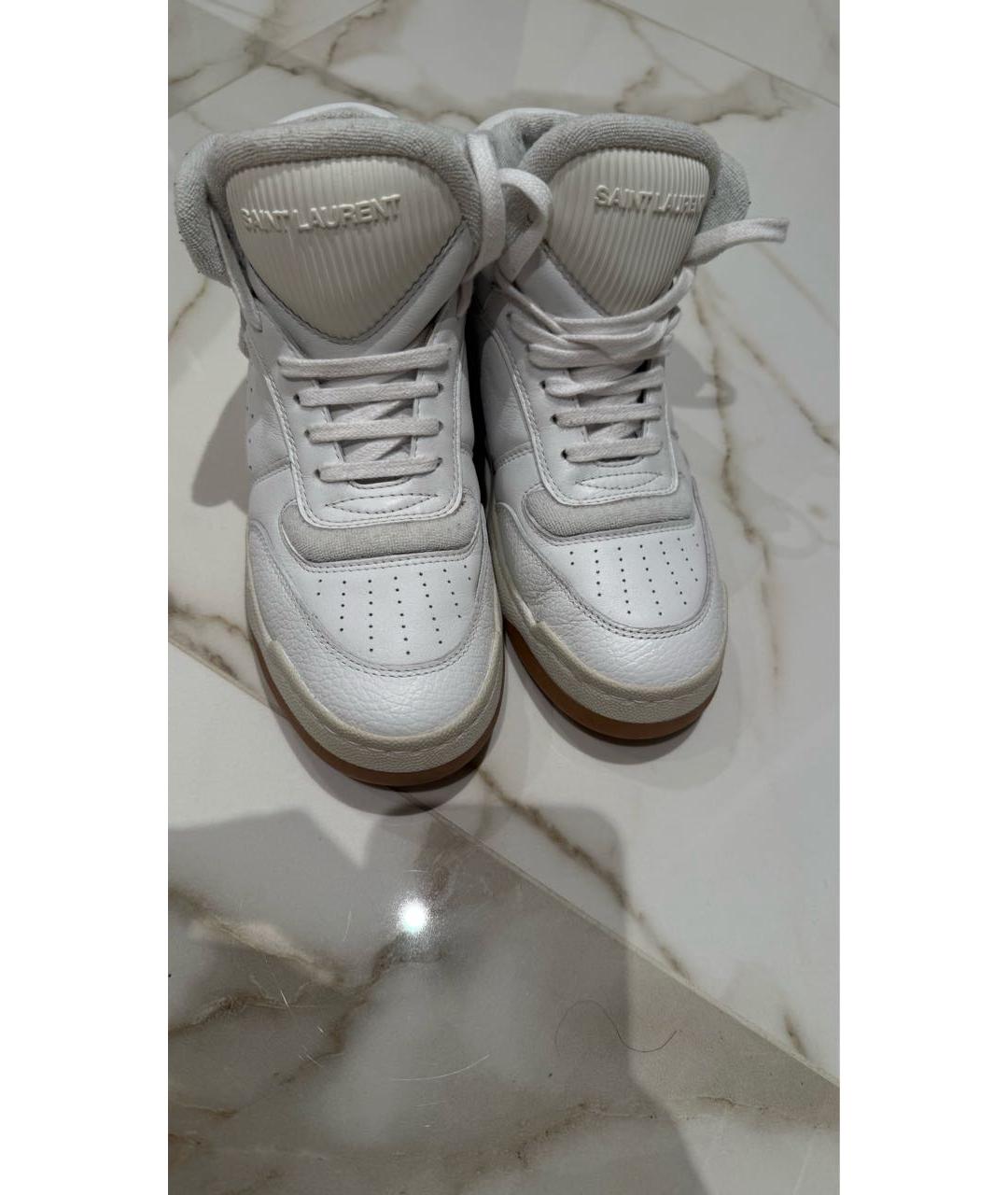 SAINT LAURENT Белые кожаные кеды, фото 2