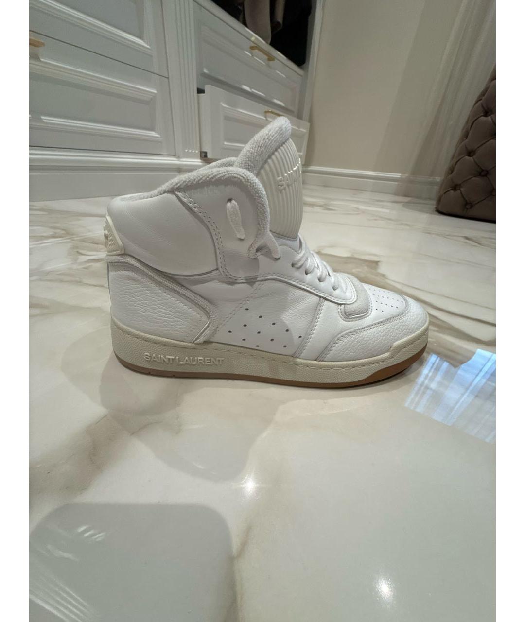 SAINT LAURENT Белые кожаные кеды, фото 3