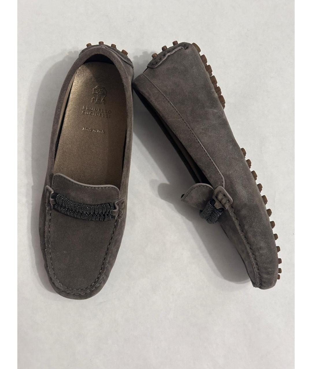 BRUNELLO CUCINELLI Антрацитовые замшевые мокасины, фото 6