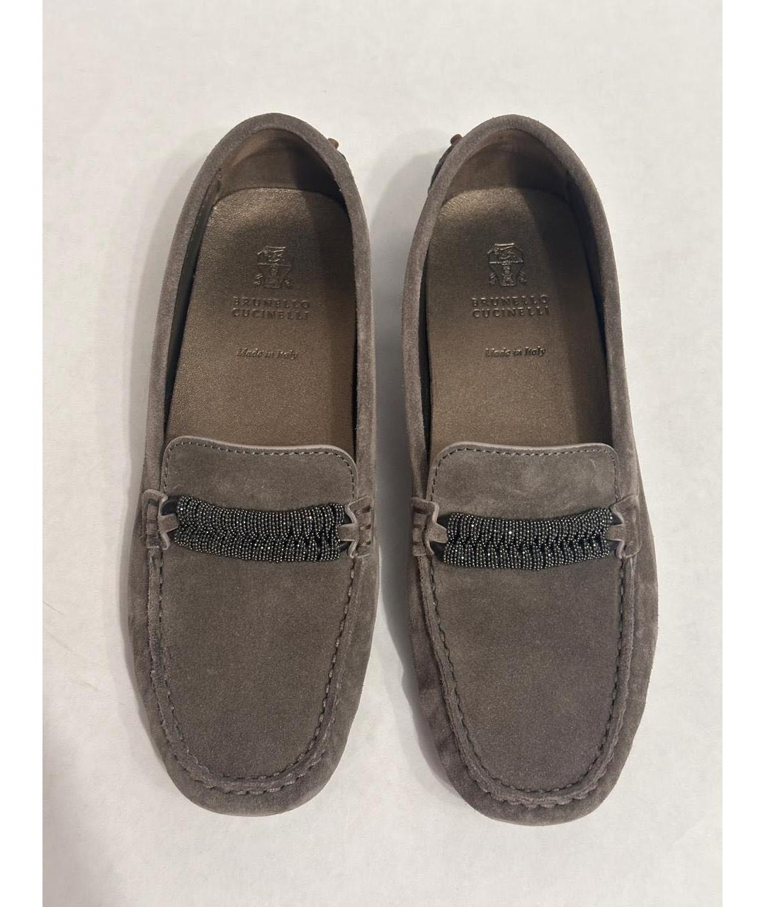 BRUNELLO CUCINELLI Антрацитовые замшевые мокасины, фото 2