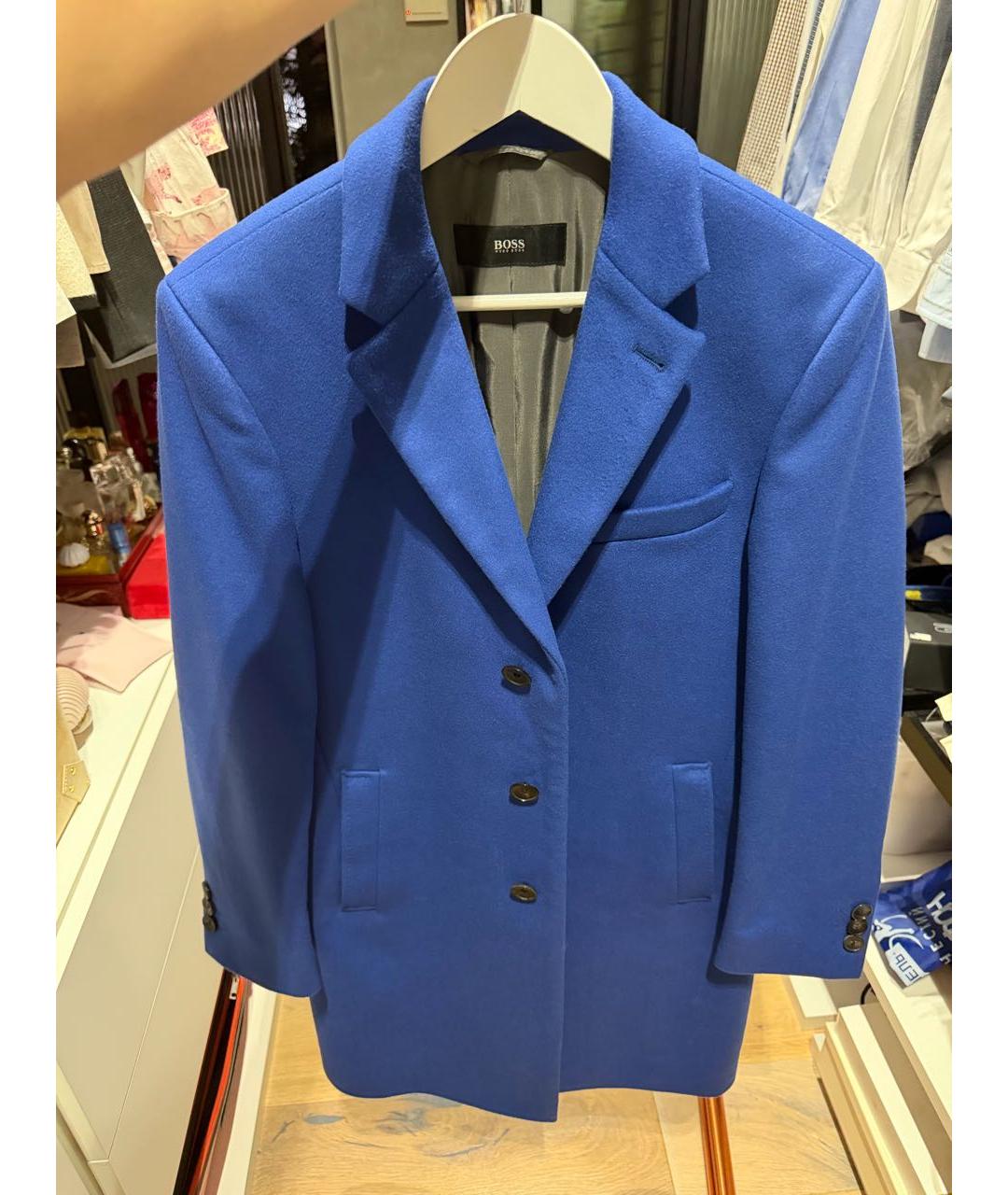 HUGO BOSS Синее кашемировое пальто, фото 4