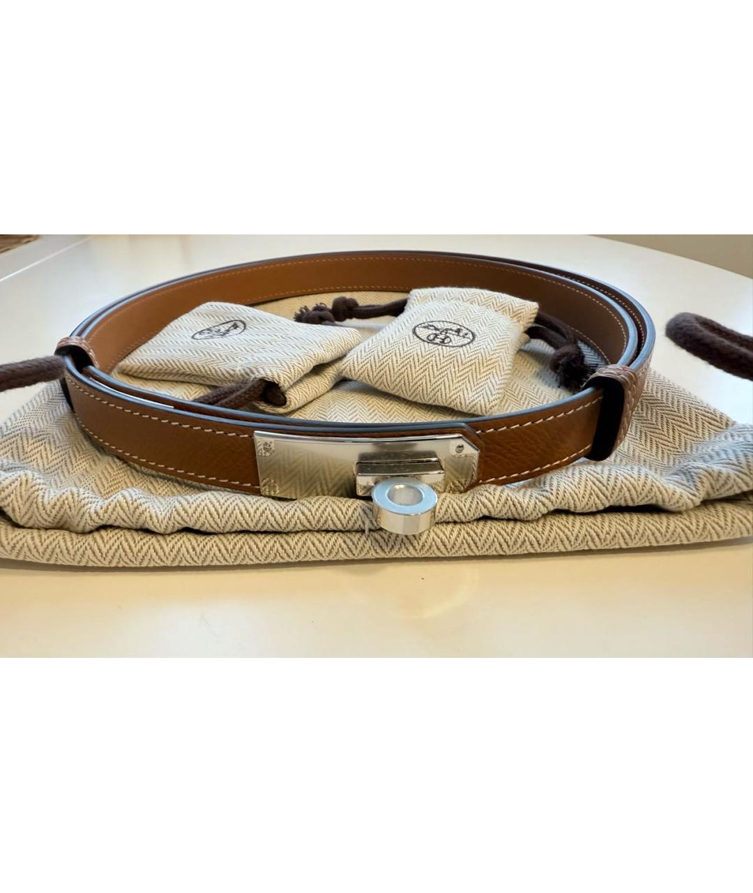 HERMES Коричневый кожаный ремень, фото 5