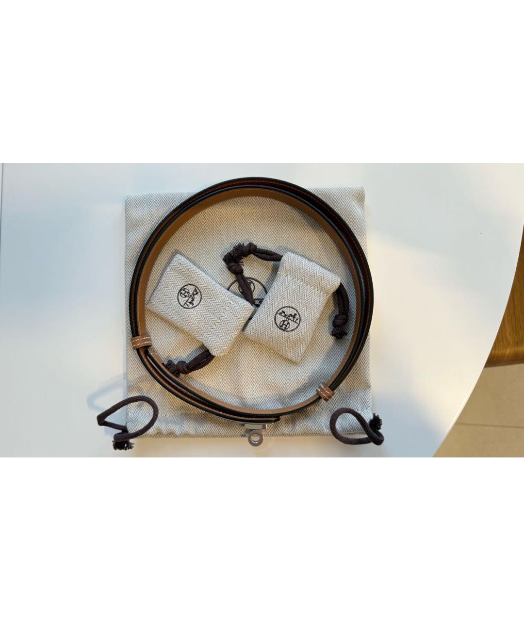 HERMES Коричневый кожаный ремень, фото 4