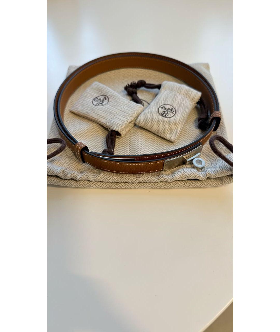 HERMES Коричневый кожаный ремень, фото 2