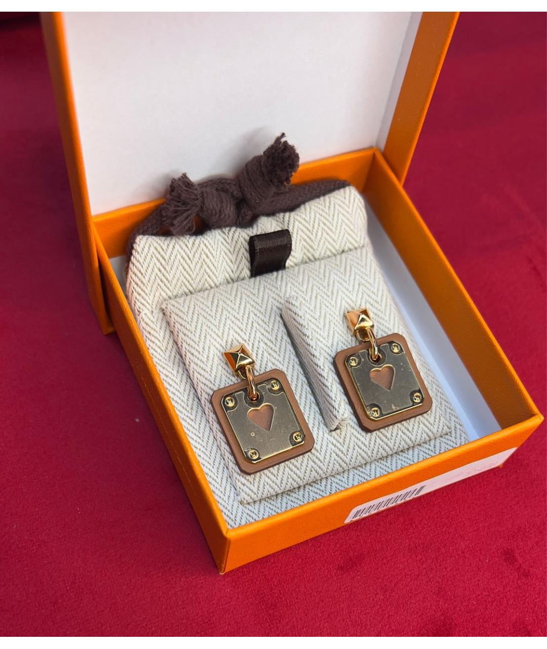 HERMES Коричневые серьги из желтого золота, фото 3