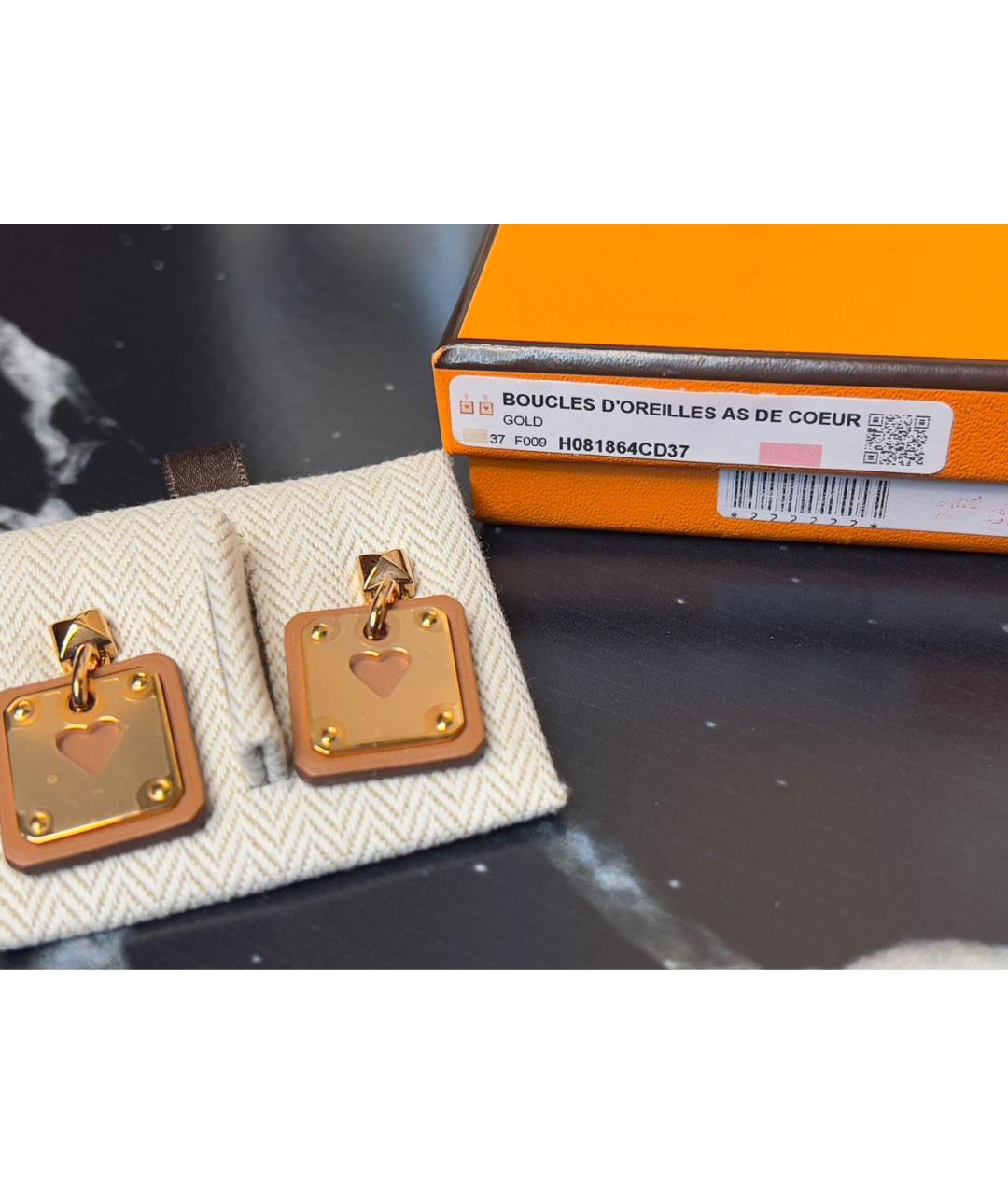 HERMES Коричневые серьги из желтого золота, фото 5