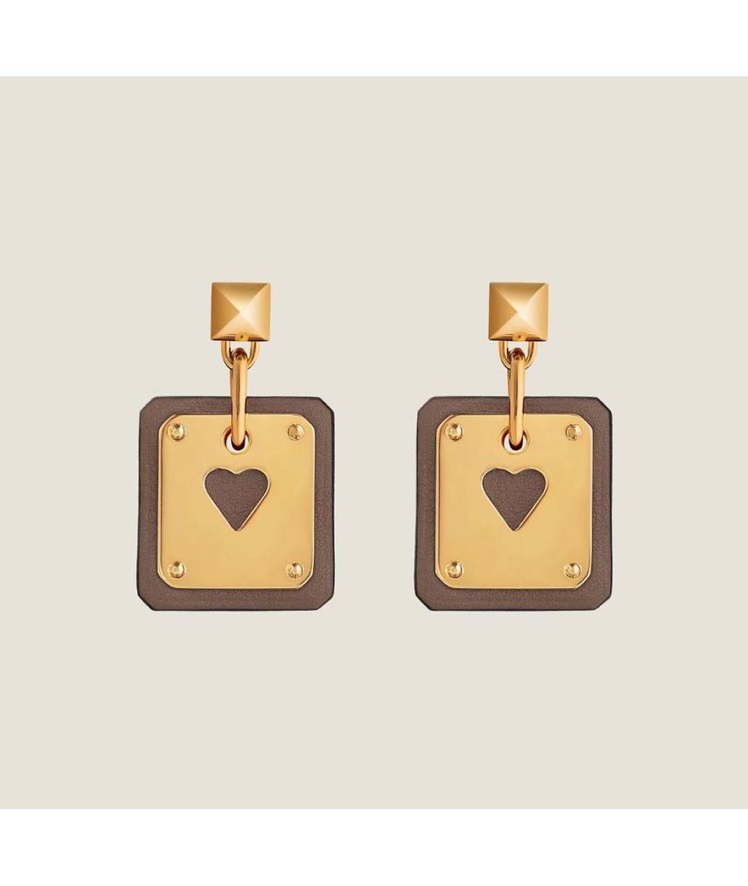 HERMES Коричневые серьги из желтого золота, фото 8