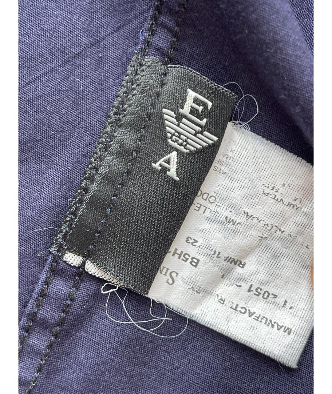 EMPORIO ARMANI Синяя хлопковая кэжуал рубашка, фото 8