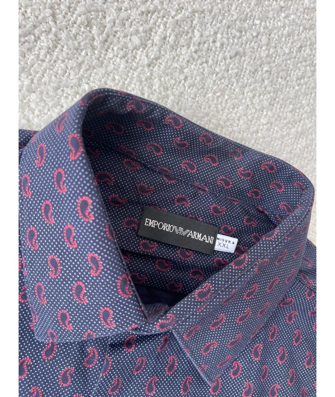 EMPORIO ARMANI Синяя хлопковая кэжуал рубашка, фото 5