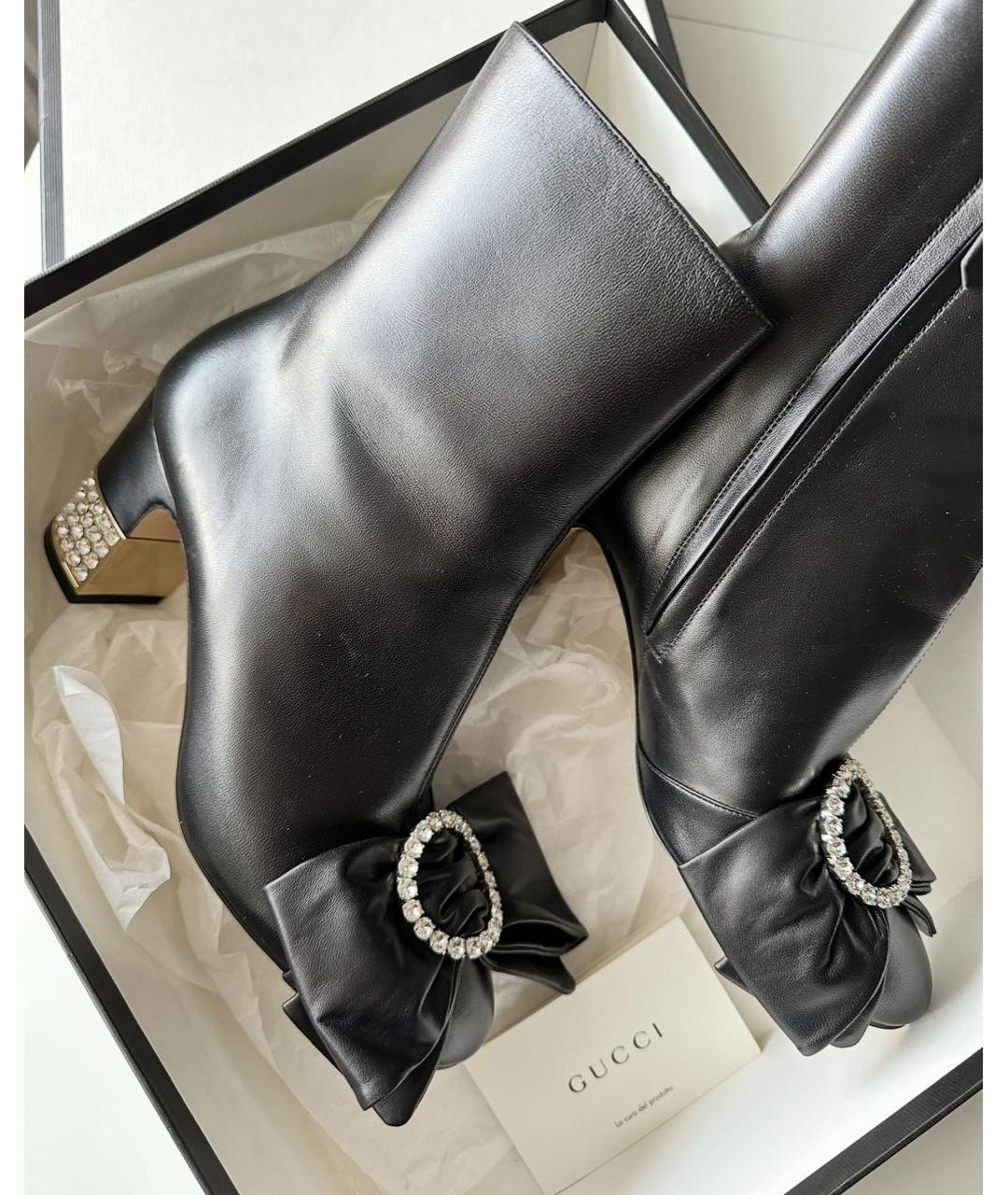 GUCCI Черные кожаные ботильоны, фото 3