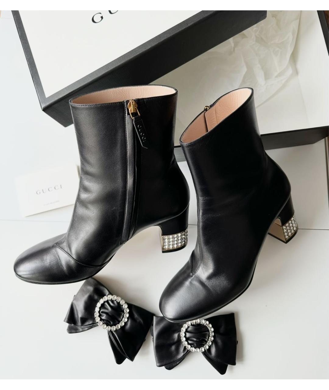 GUCCI Черные кожаные ботильоны, фото 5