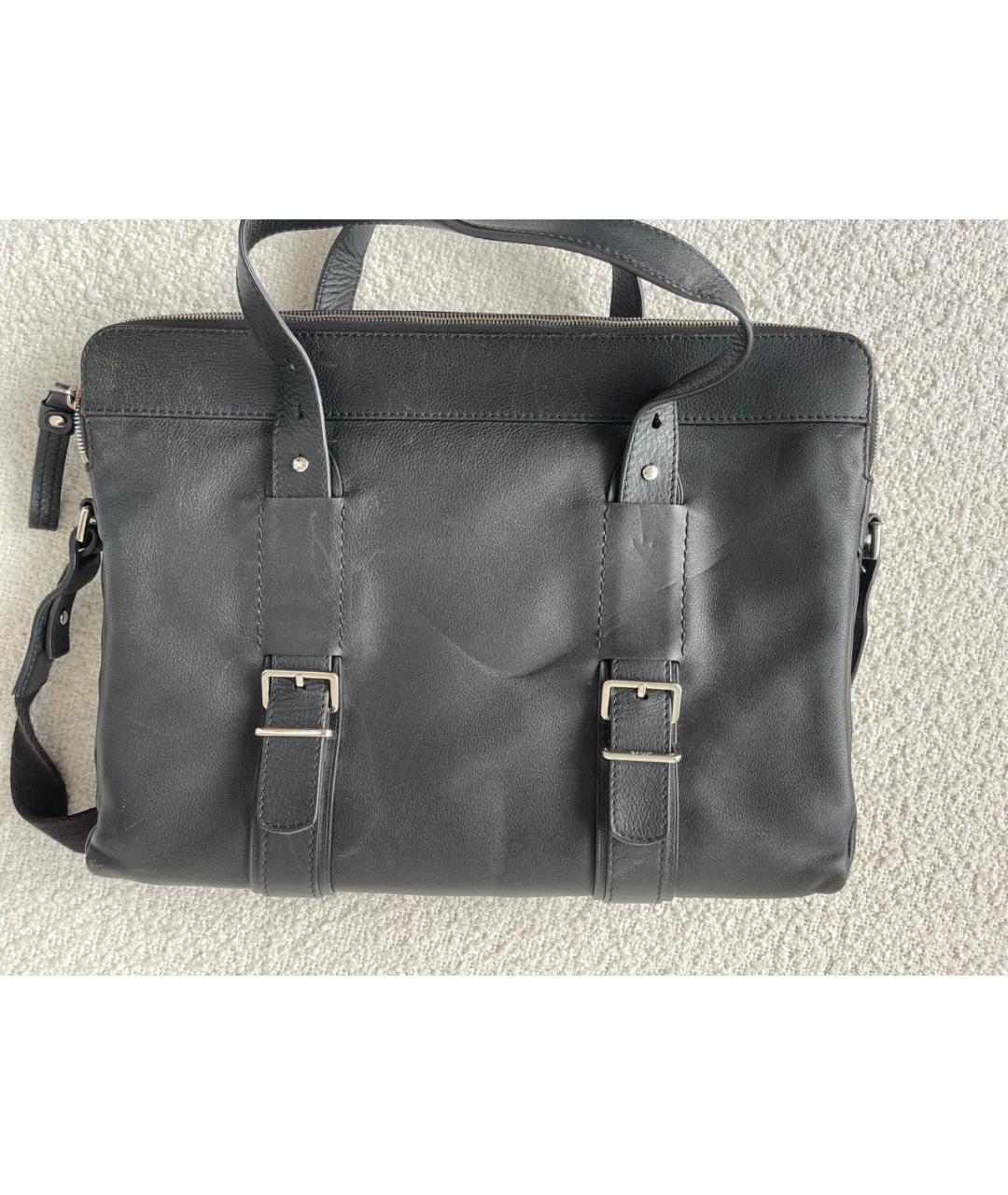 BALLY Черный кожаный портфель, фото 4