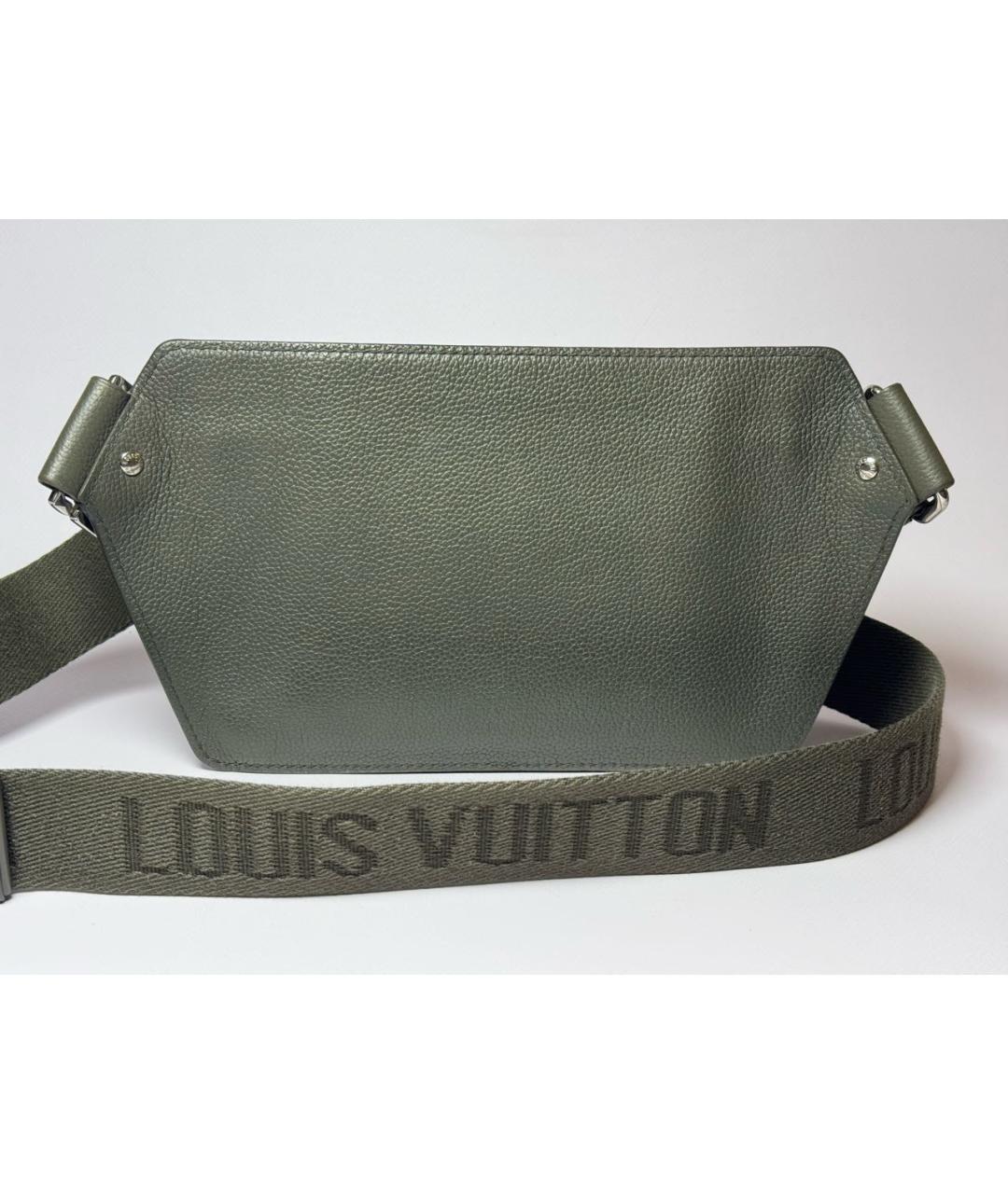 LOUIS VUITTON Хаки кожаная поясная сумка, фото 3