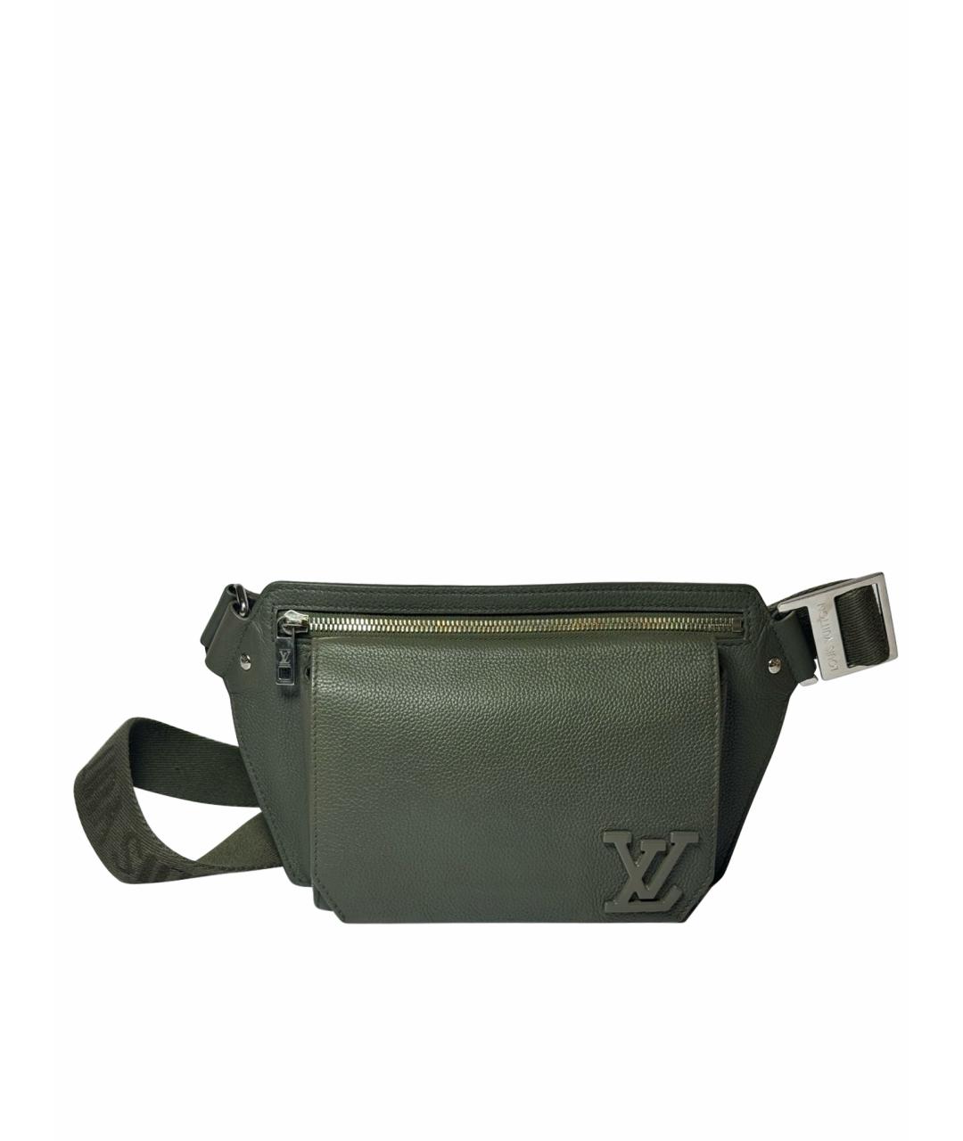 LOUIS VUITTON Хаки кожаная поясная сумка, фото 1