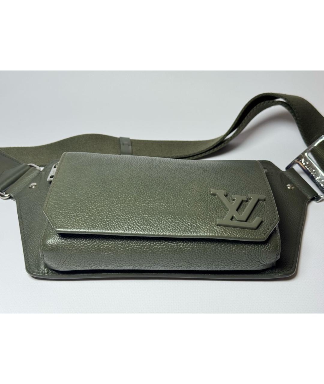 LOUIS VUITTON Хаки кожаная поясная сумка, фото 5