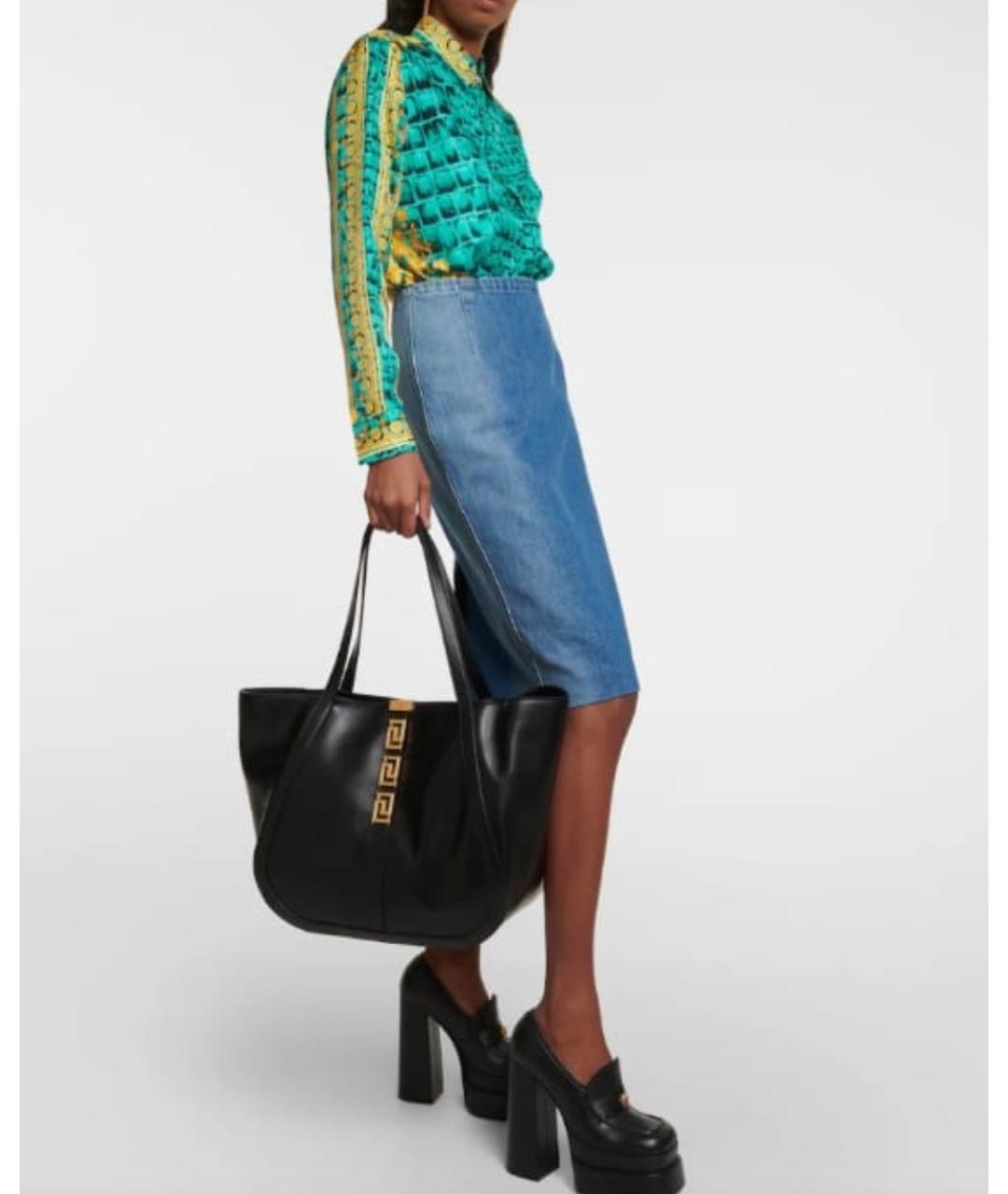 VERSACE Черная кожаная сумка тоут, фото 8