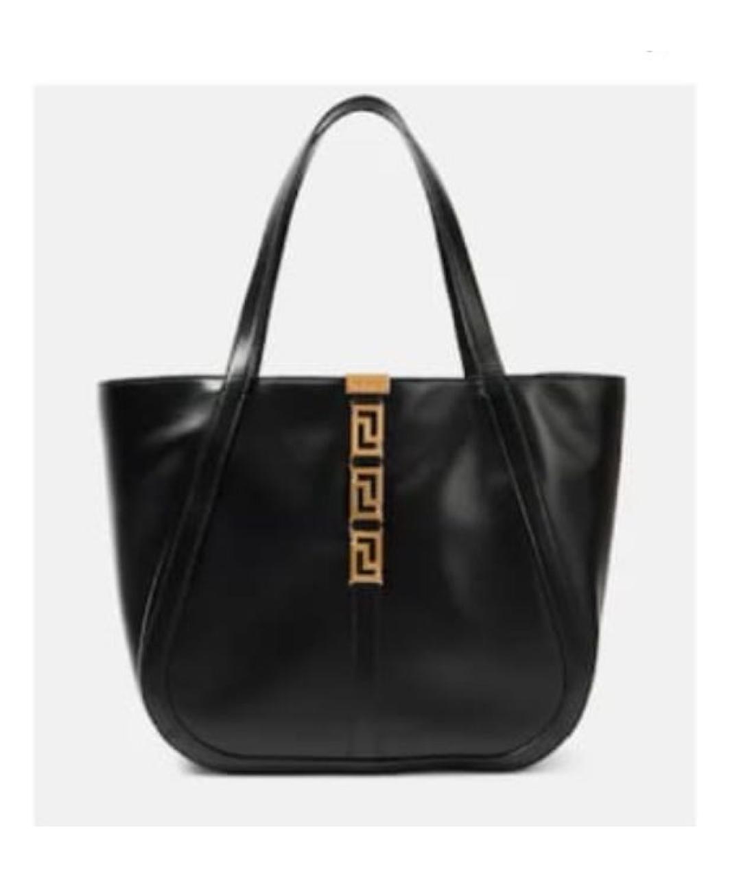 VERSACE Черная кожаная сумка тоут, фото 7