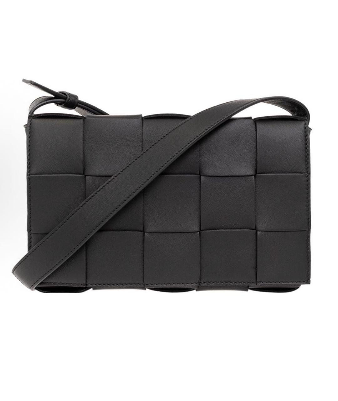 BOTTEGA VENETA Черная кожаная сумка через плечо, фото 7