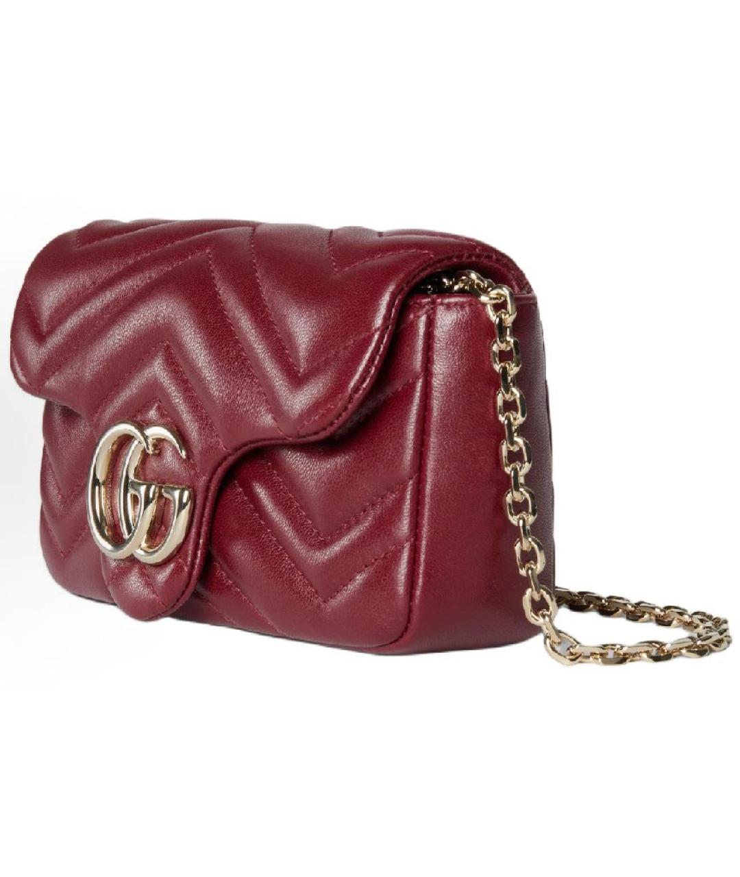 GUCCI Бордовая кожаная сумка через плечо, фото 2