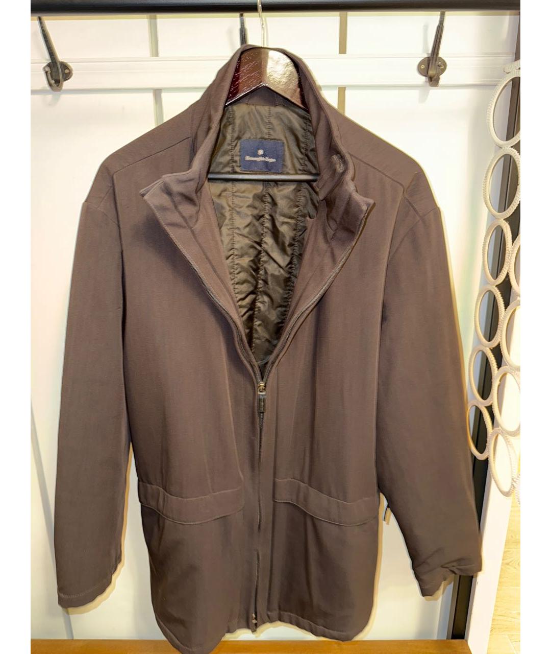 ERMENEGILDO ZEGNA XXX Коричневая хлопко-эластановая куртка, фото 5