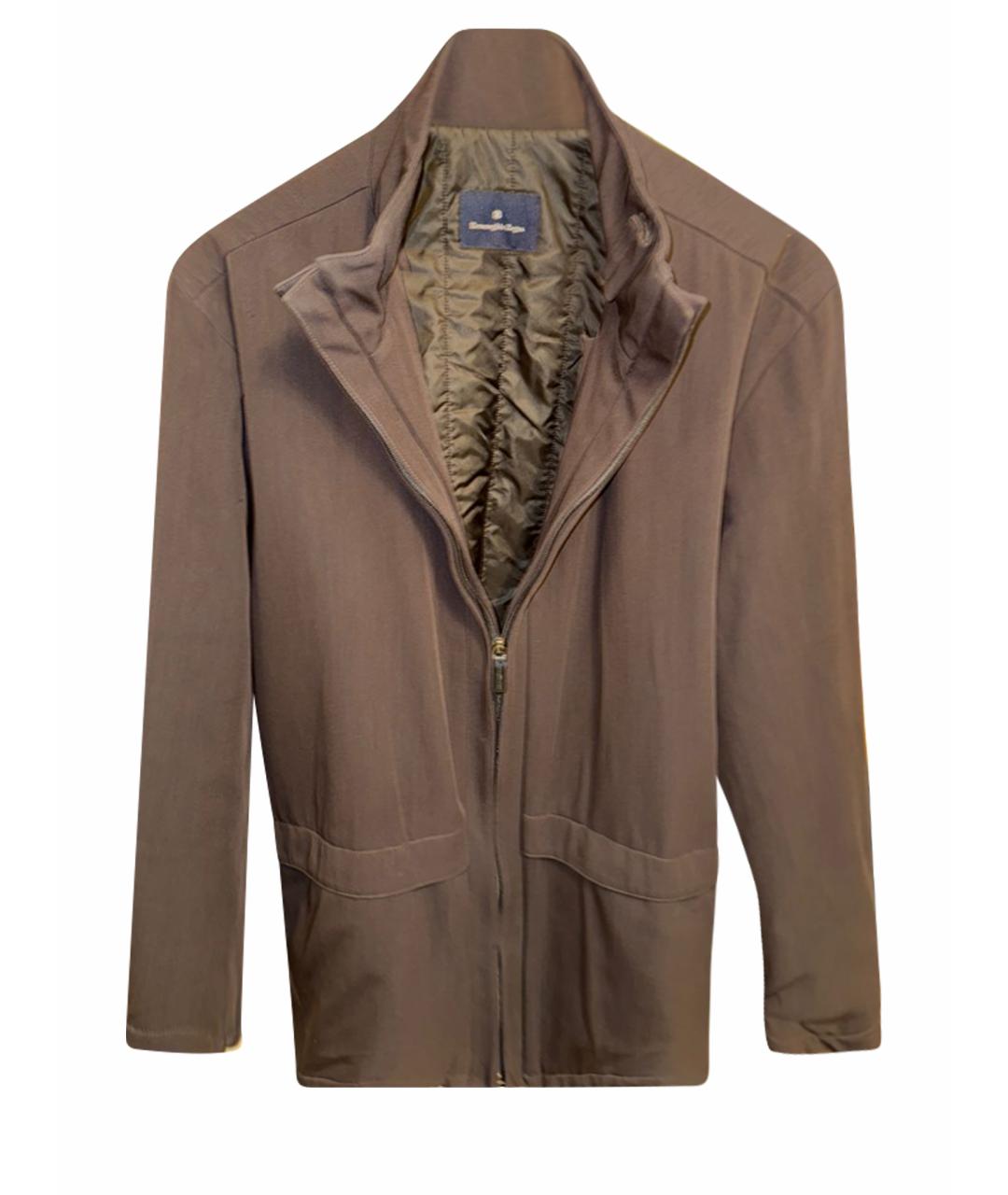 ERMENEGILDO ZEGNA XXX Коричневая хлопко-эластановая куртка, фото 1