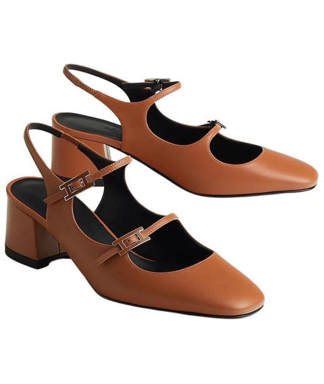 HERMES Коричневые кожаные туфли, фото 3