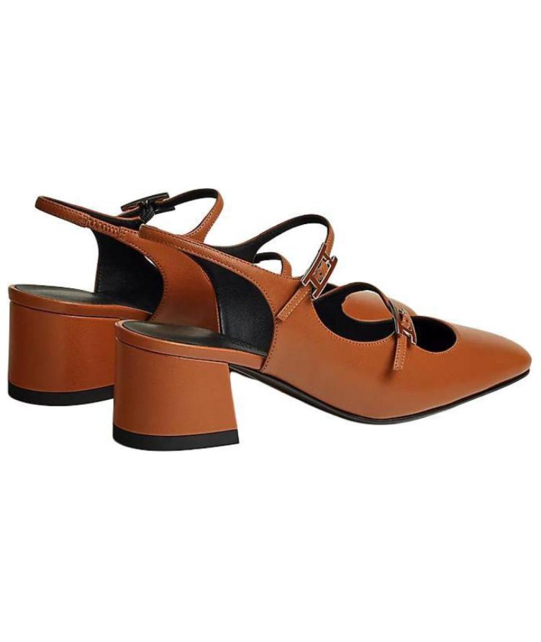 HERMES Коричневые кожаные туфли, фото 4