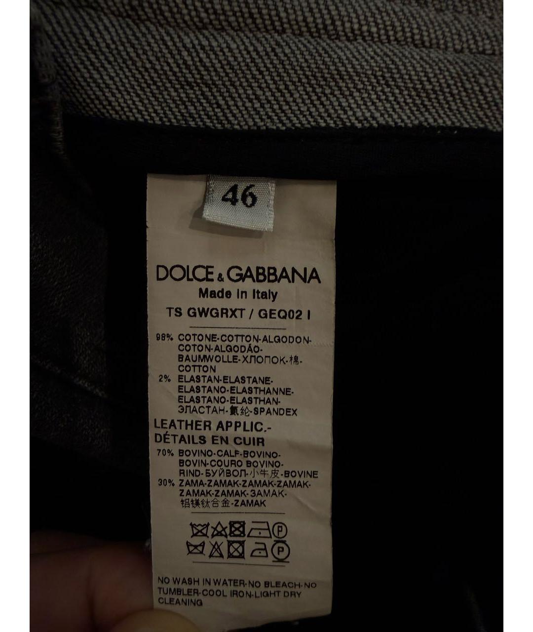 DOLCE&GABBANA Черные хлопковые прямые джинсы, фото 6