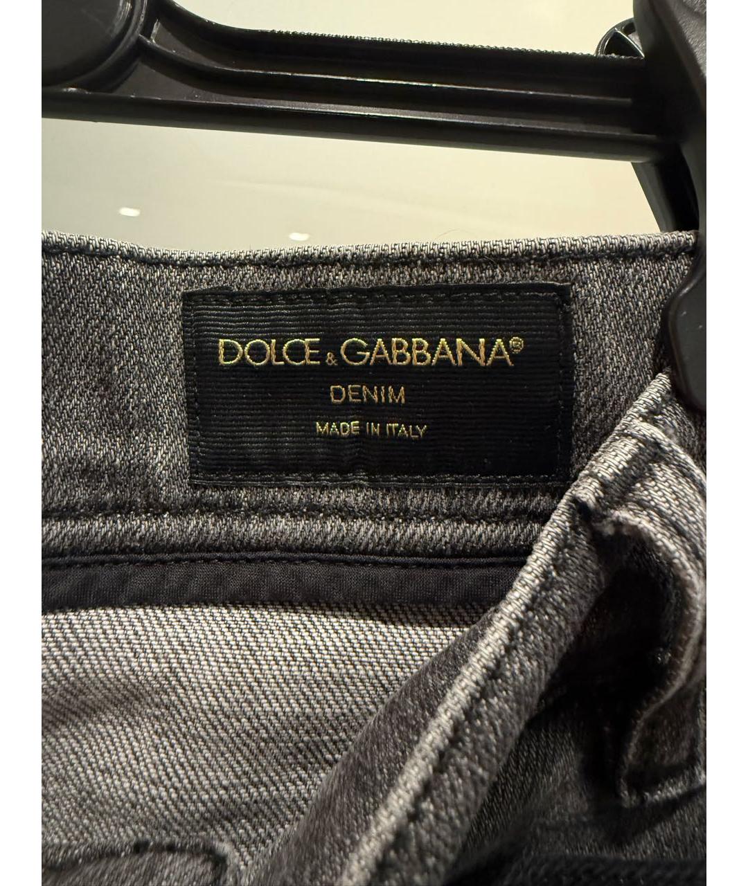 DOLCE&GABBANA Черные хлопковые прямые джинсы, фото 5