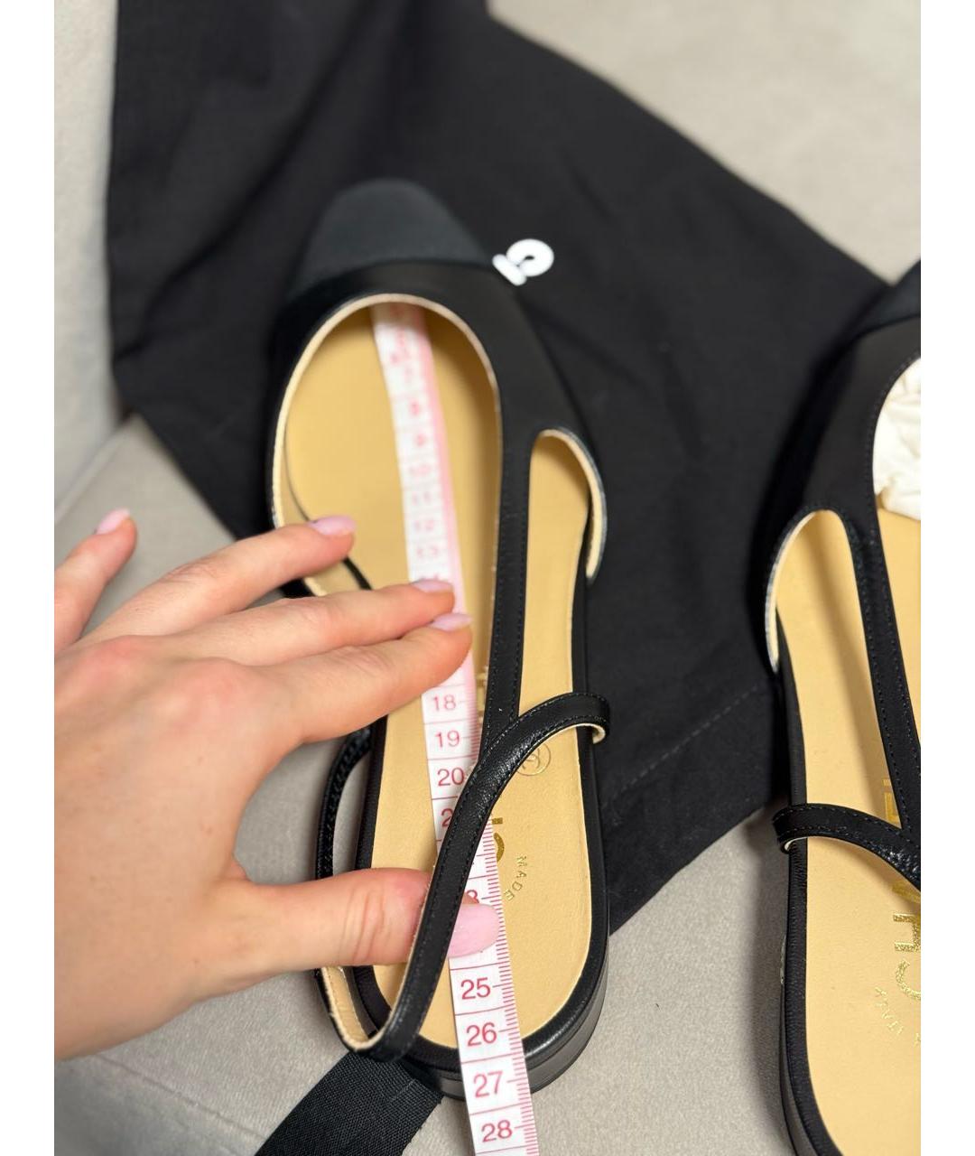 CHANEL Черные кожаные лодочки на низком каблуке, фото 7