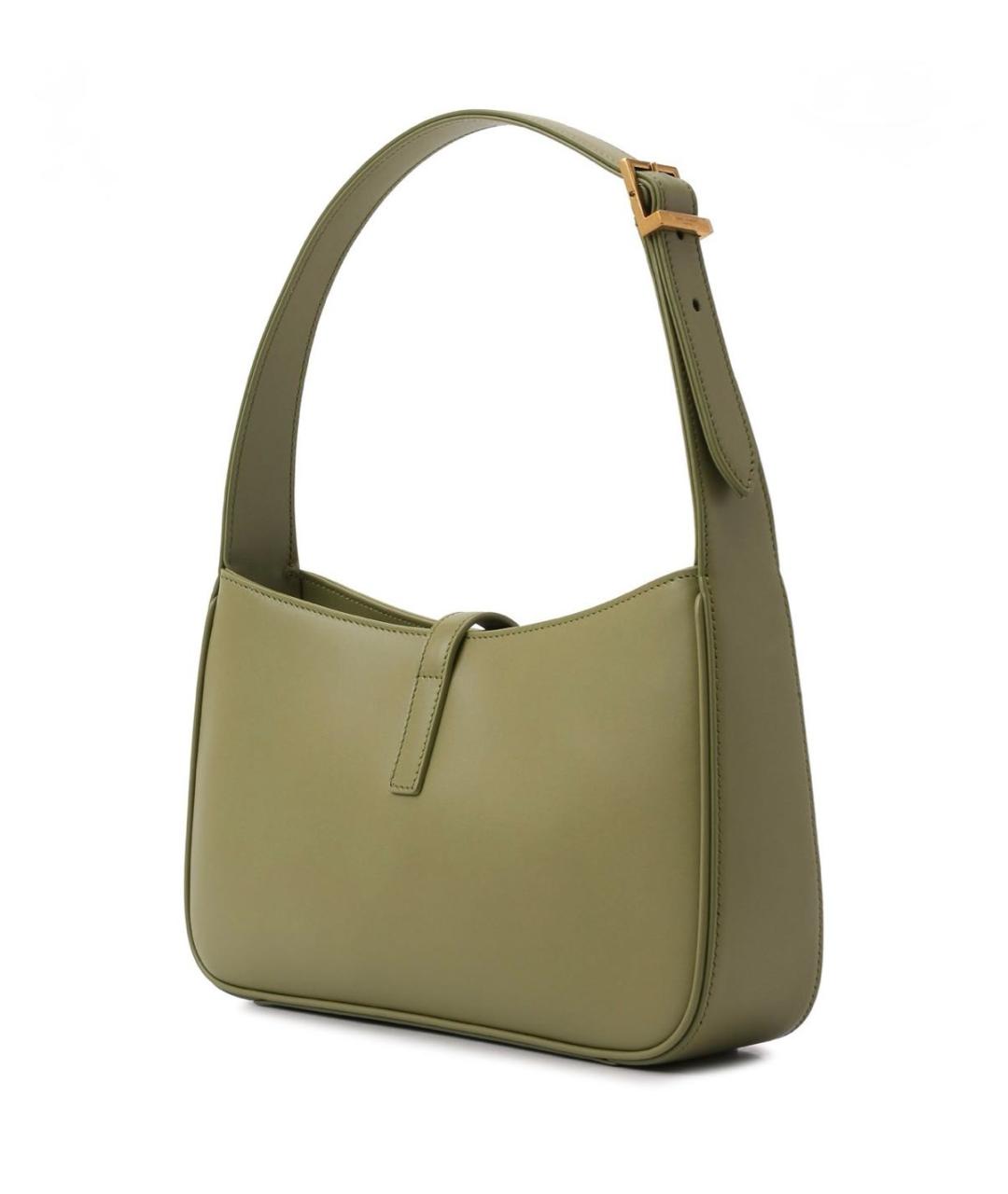 SAINT LAURENT Хаки кожаная сумка с короткими ручками, фото 3