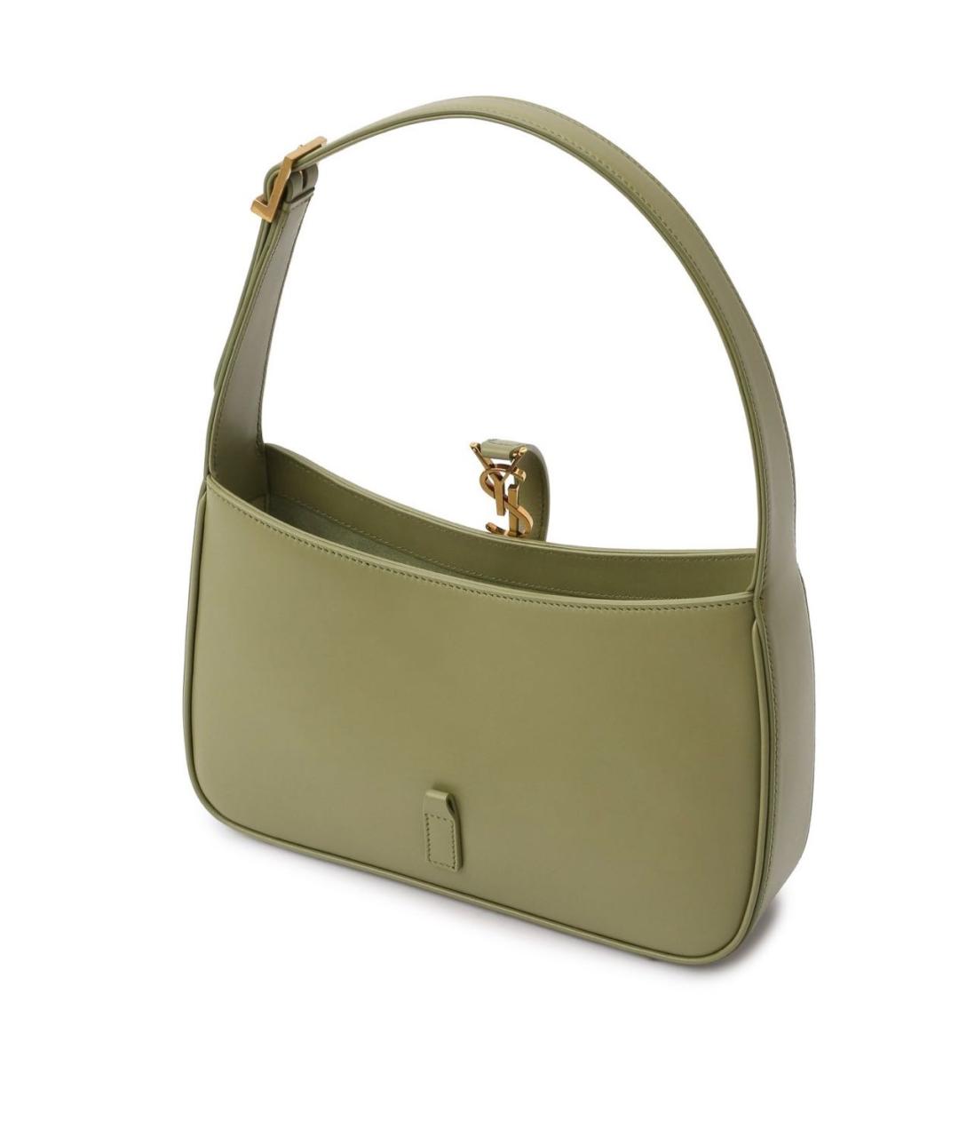 SAINT LAURENT Хаки кожаная сумка с короткими ручками, фото 2