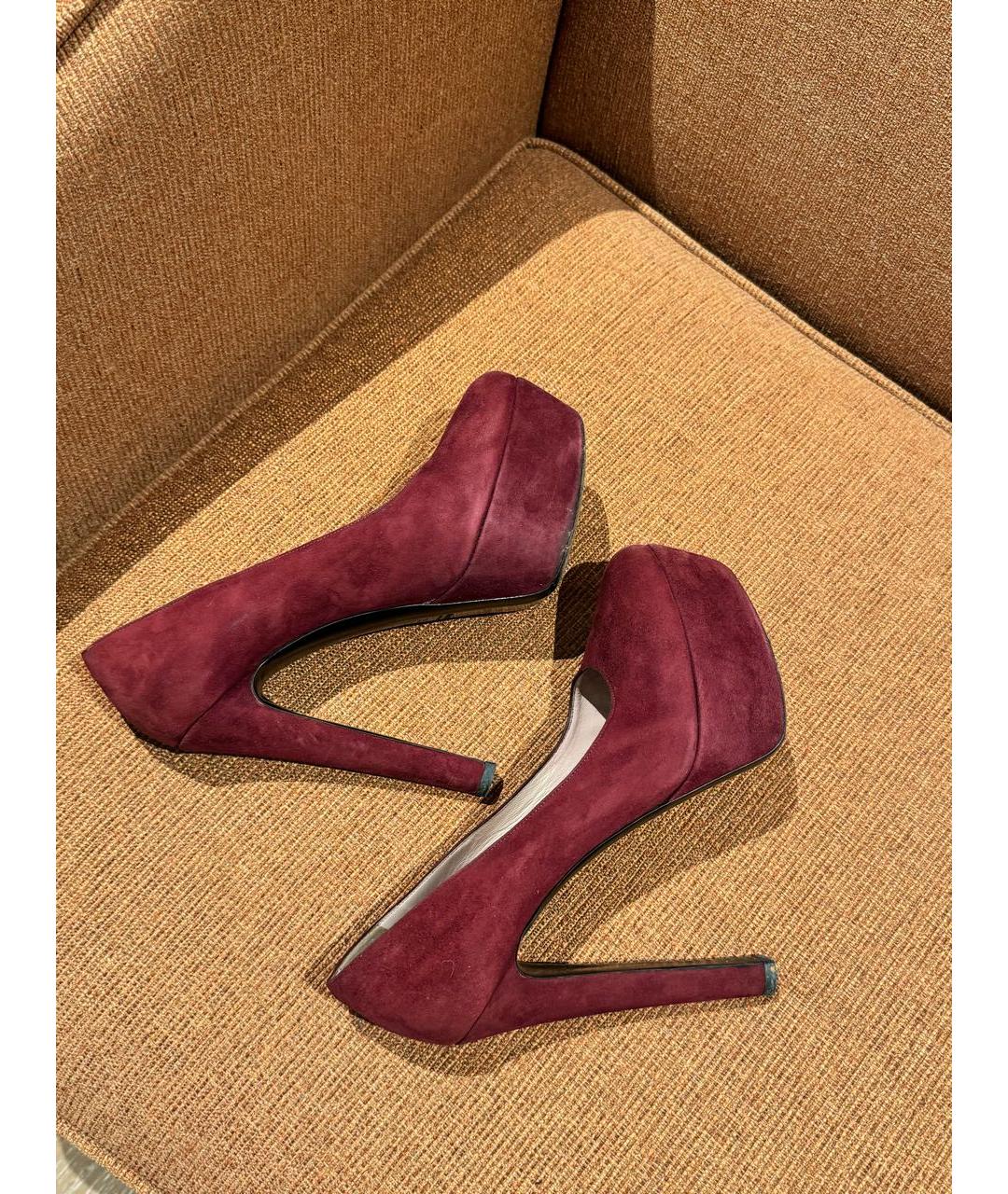 MIU MIU Бордовые замшевые туфли, фото 5