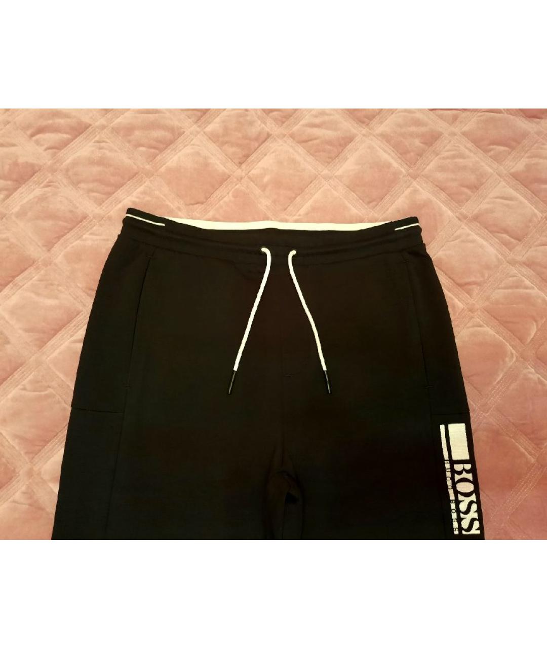 HUGO BOSS Черные хлопко-эластановые повседневные брюки, фото 4