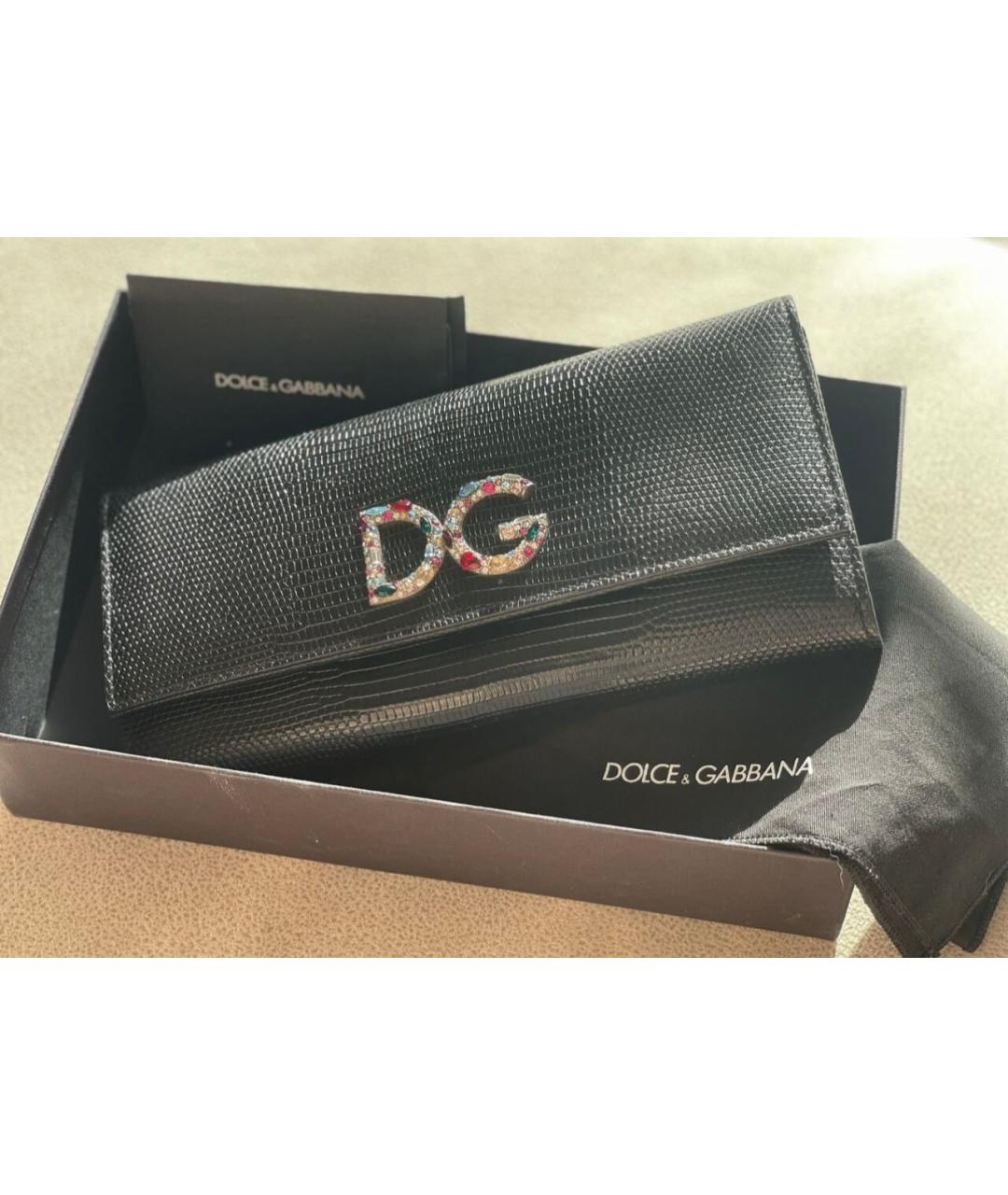 DOLCE&GABBANA Черный кошелек из экзотической кожи, фото 2
