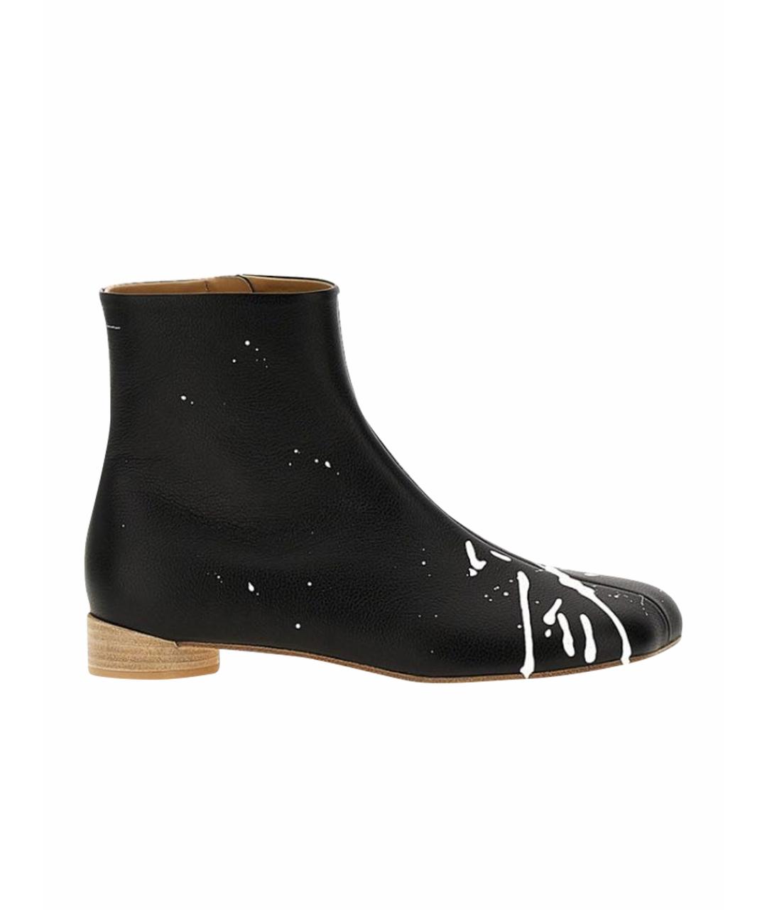 MM6 MAISON MARGIELA Черные кожаные полусапоги, фото 1