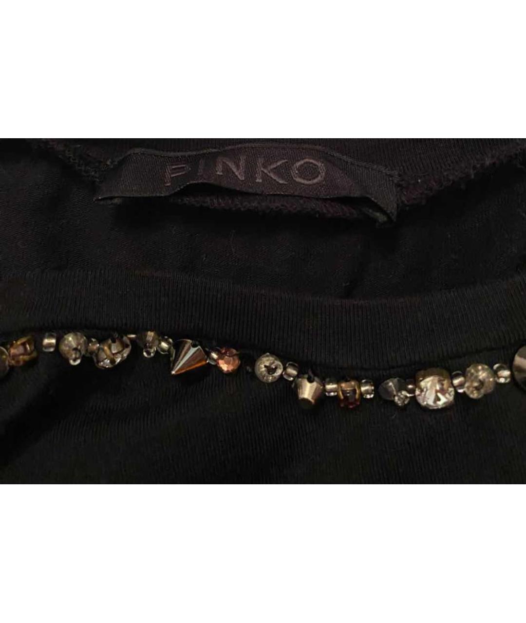 PINKO Черная хлопко-эластановая футболка, фото 6