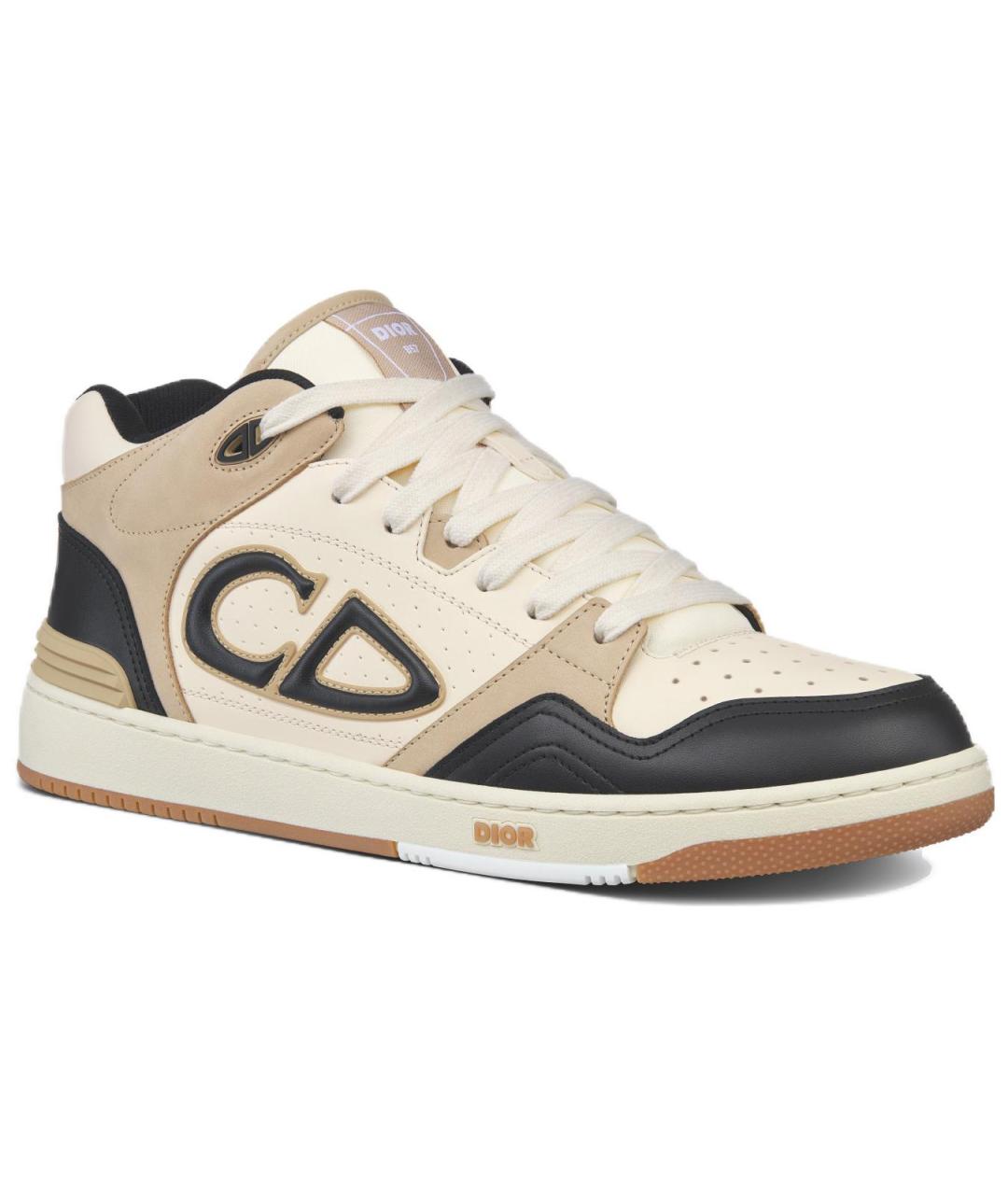 CHRISTIAN DIOR Бежевые кожаные низкие кроссовки / кеды, фото 3
