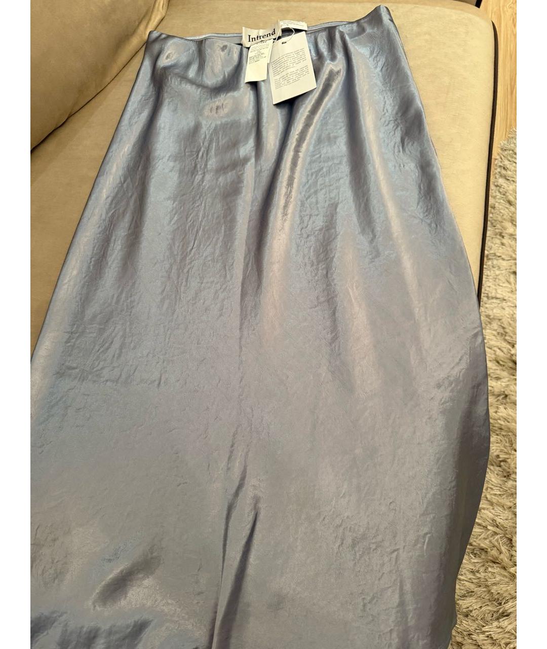 'S MAX MARA Голубая ацетатная юбка миди, фото 3