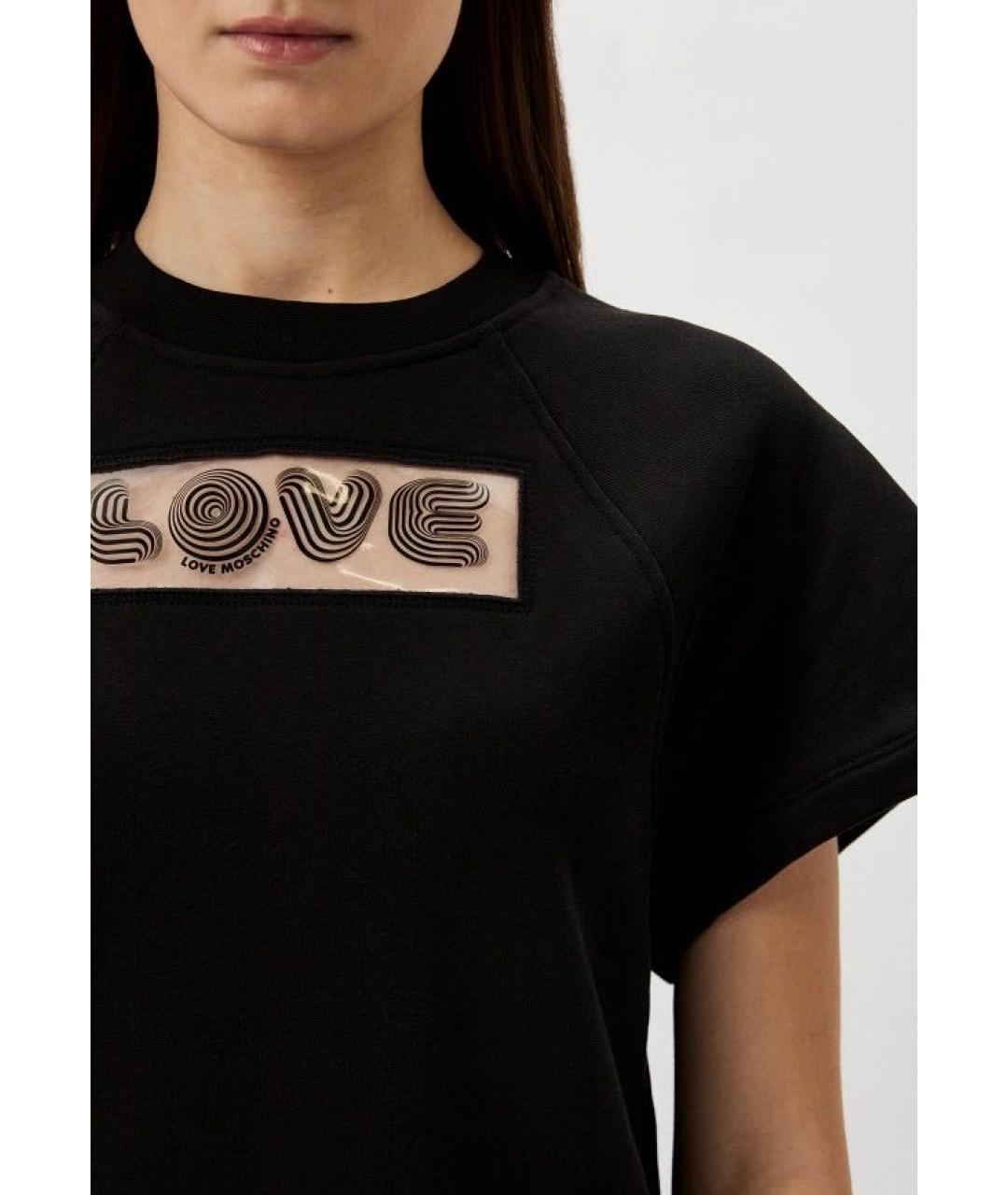 LOVE MOSCHINO Черная хлопковая футболка, фото 4