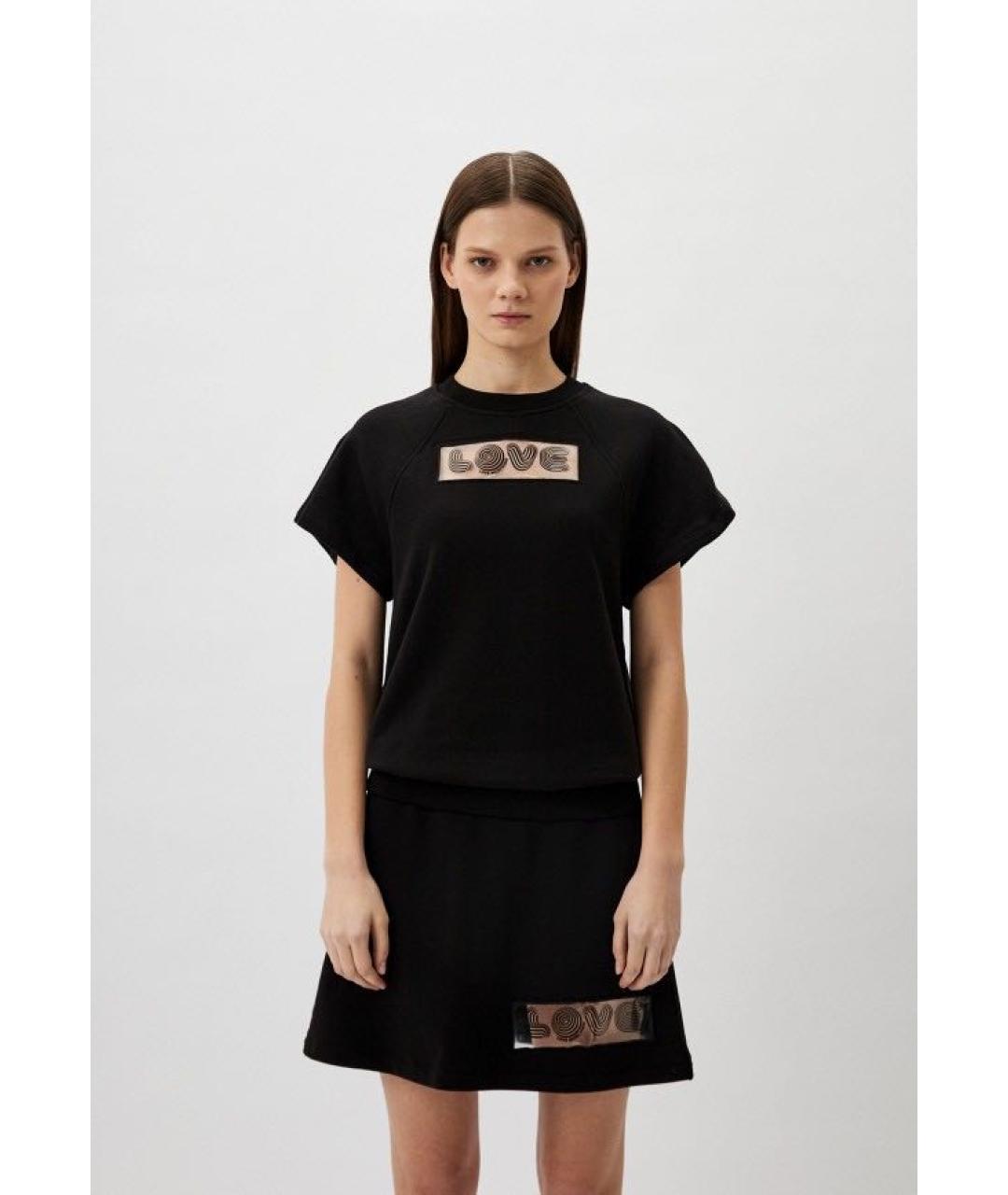 LOVE MOSCHINO Черная хлопковая футболка, фото 3
