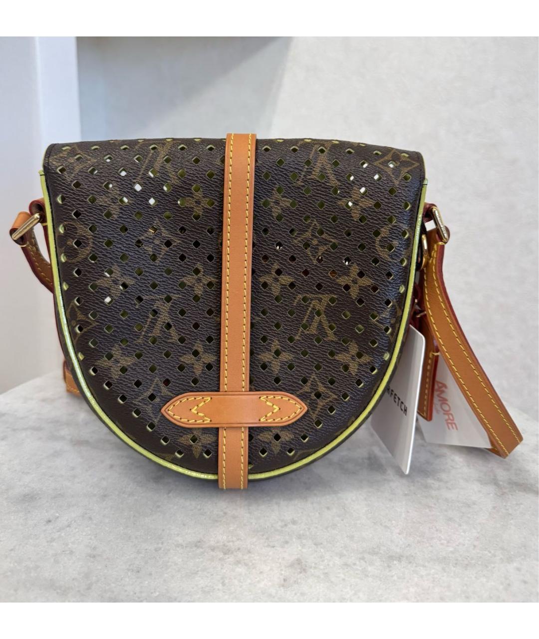 LOUIS VUITTON Коричневая кожаная сумка через плечо, фото 6