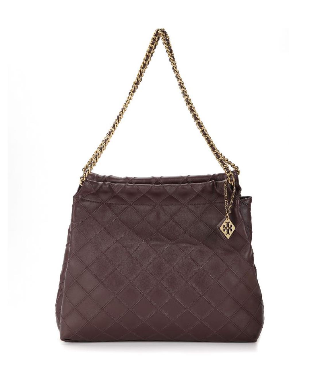TORY BURCH Бордовая кожаная сумка тоут, фото 1