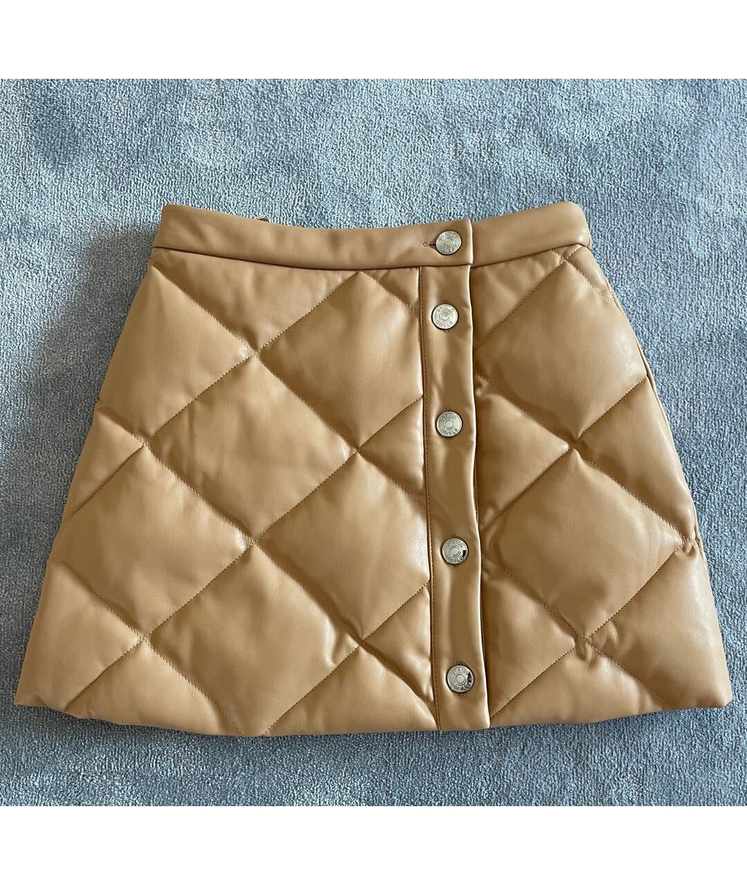 STAUD Коричневая полиуретановая юбка мини, фото 7
