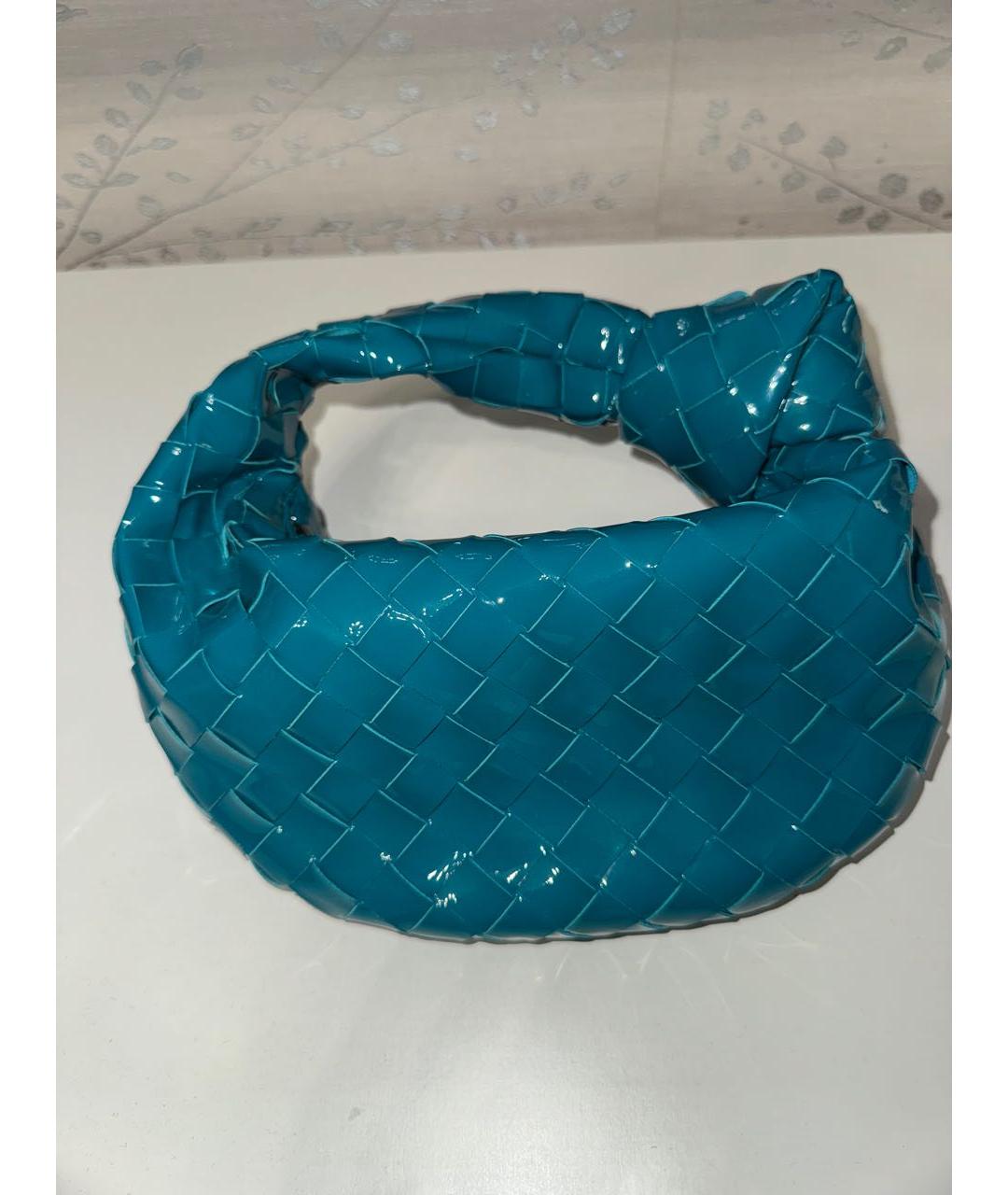 BOTTEGA VENETA Бирюзовая сумка с короткими ручками из лакированной кожи, фото 2