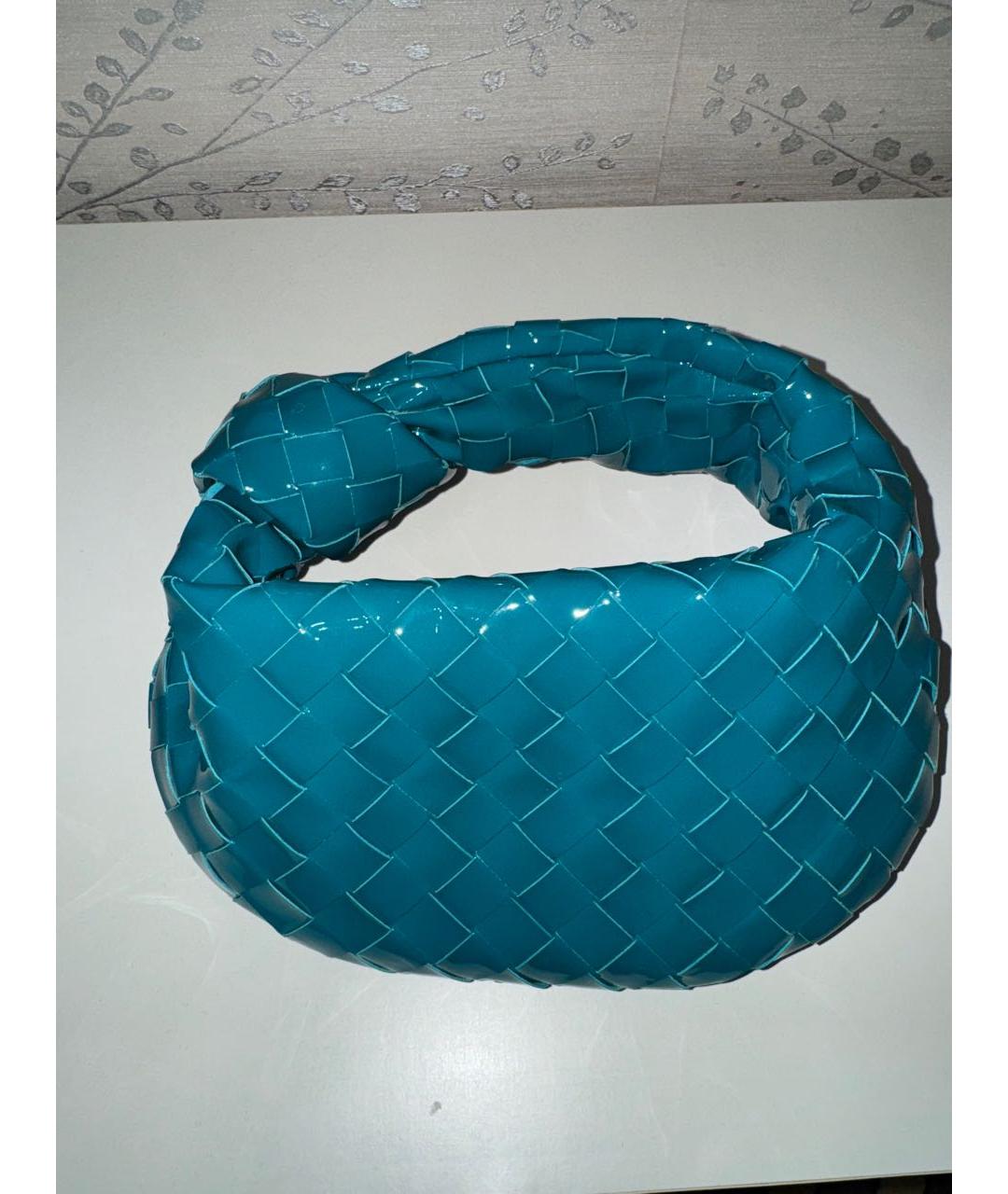 BOTTEGA VENETA Бирюзовая сумка с короткими ручками из лакированной кожи, фото 5
