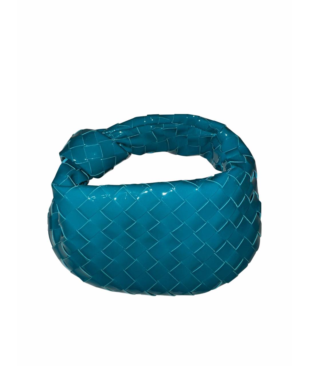 BOTTEGA VENETA Бирюзовая сумка с короткими ручками из лакированной кожи, фото 1